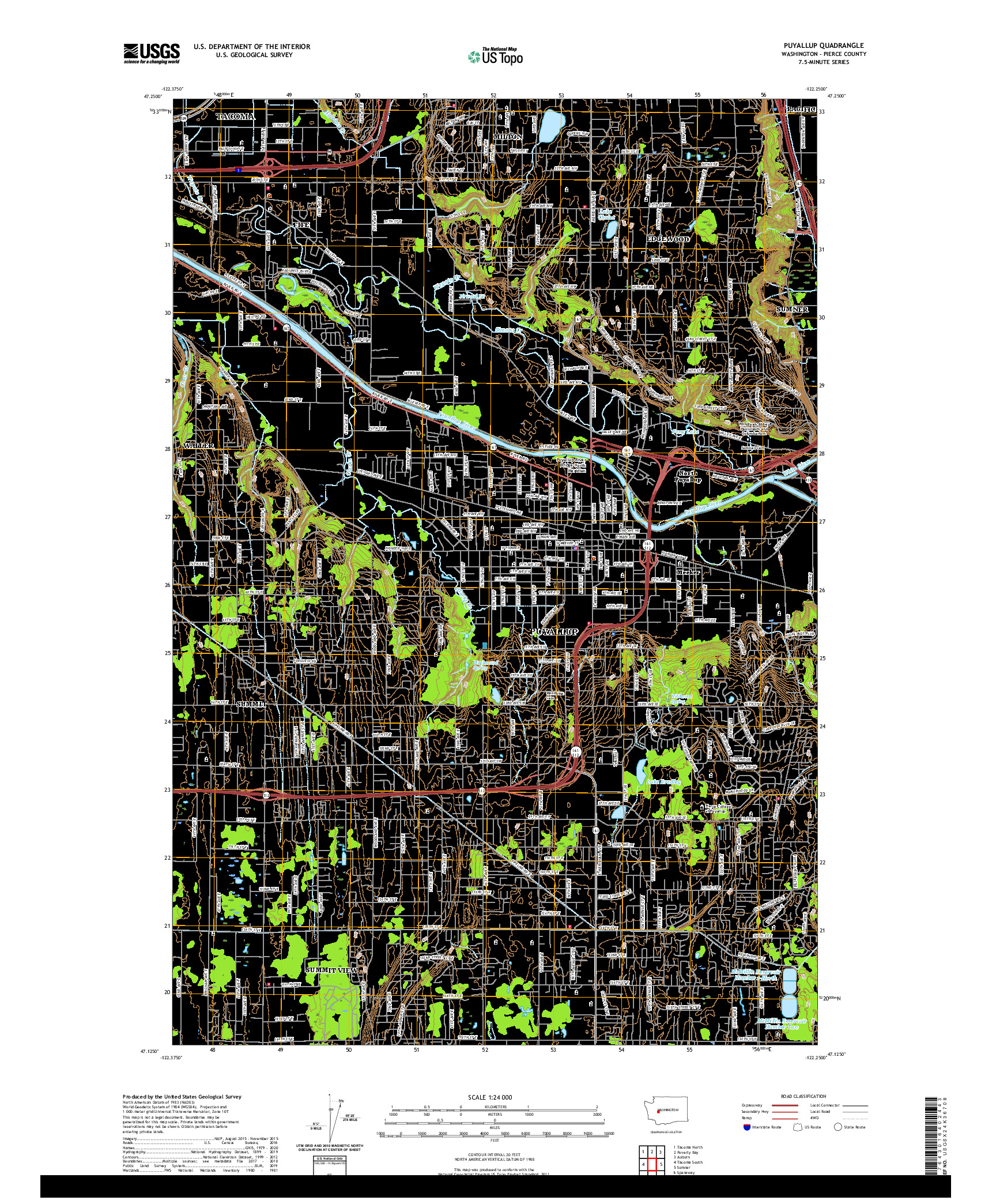 USGS US TOPO 7.5-MINUTE MAP FOR PUYALLUP, WA 2020