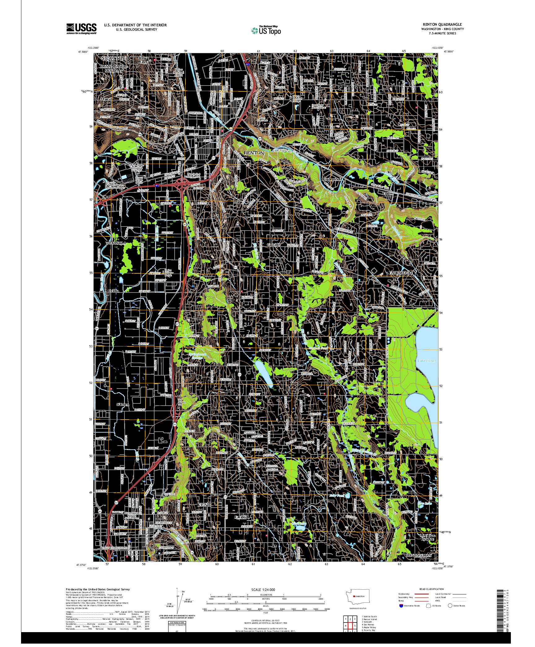 USGS US TOPO 7.5-MINUTE MAP FOR RENTON, WA 2020