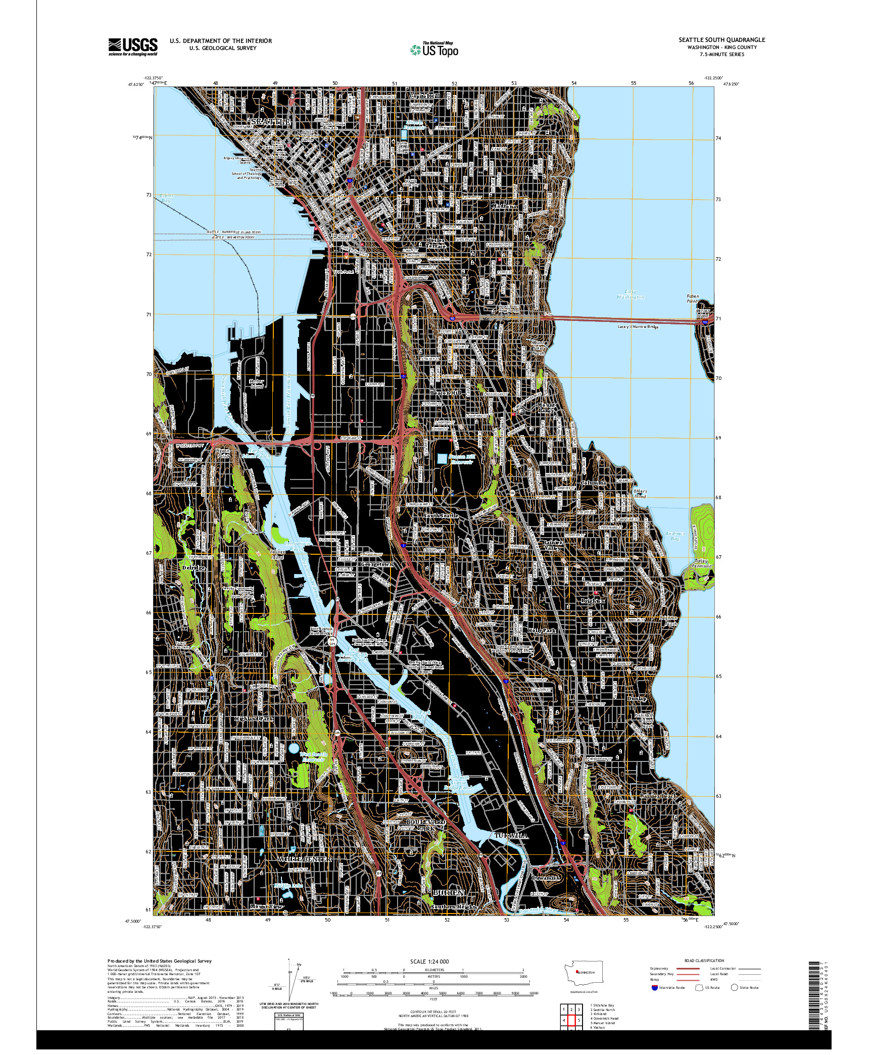 USGS US TOPO 7.5-MINUTE MAP FOR SEATTLE SOUTH, WA 2020