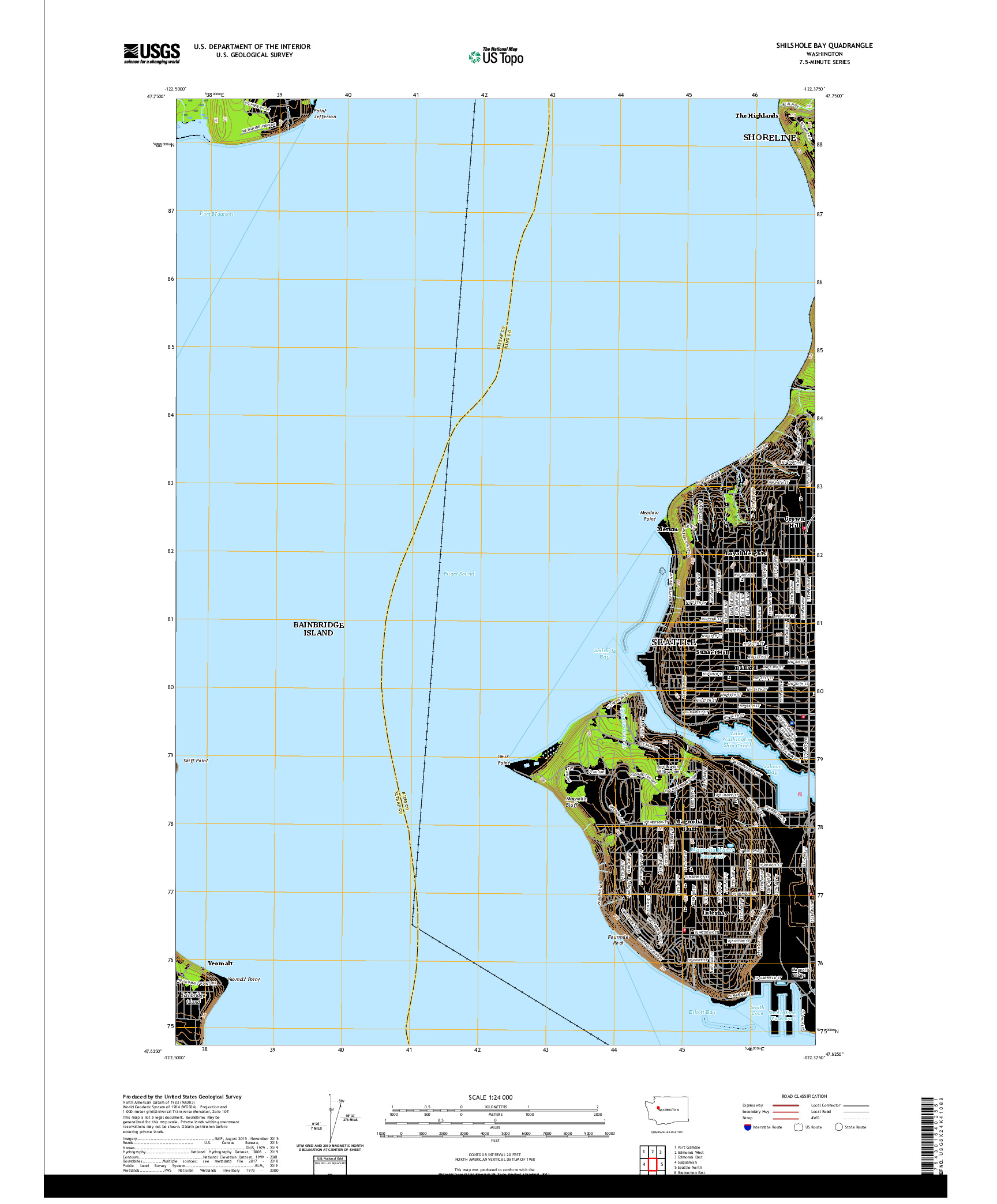 USGS US TOPO 7.5-MINUTE MAP FOR SHILSHOLE BAY, WA 2020