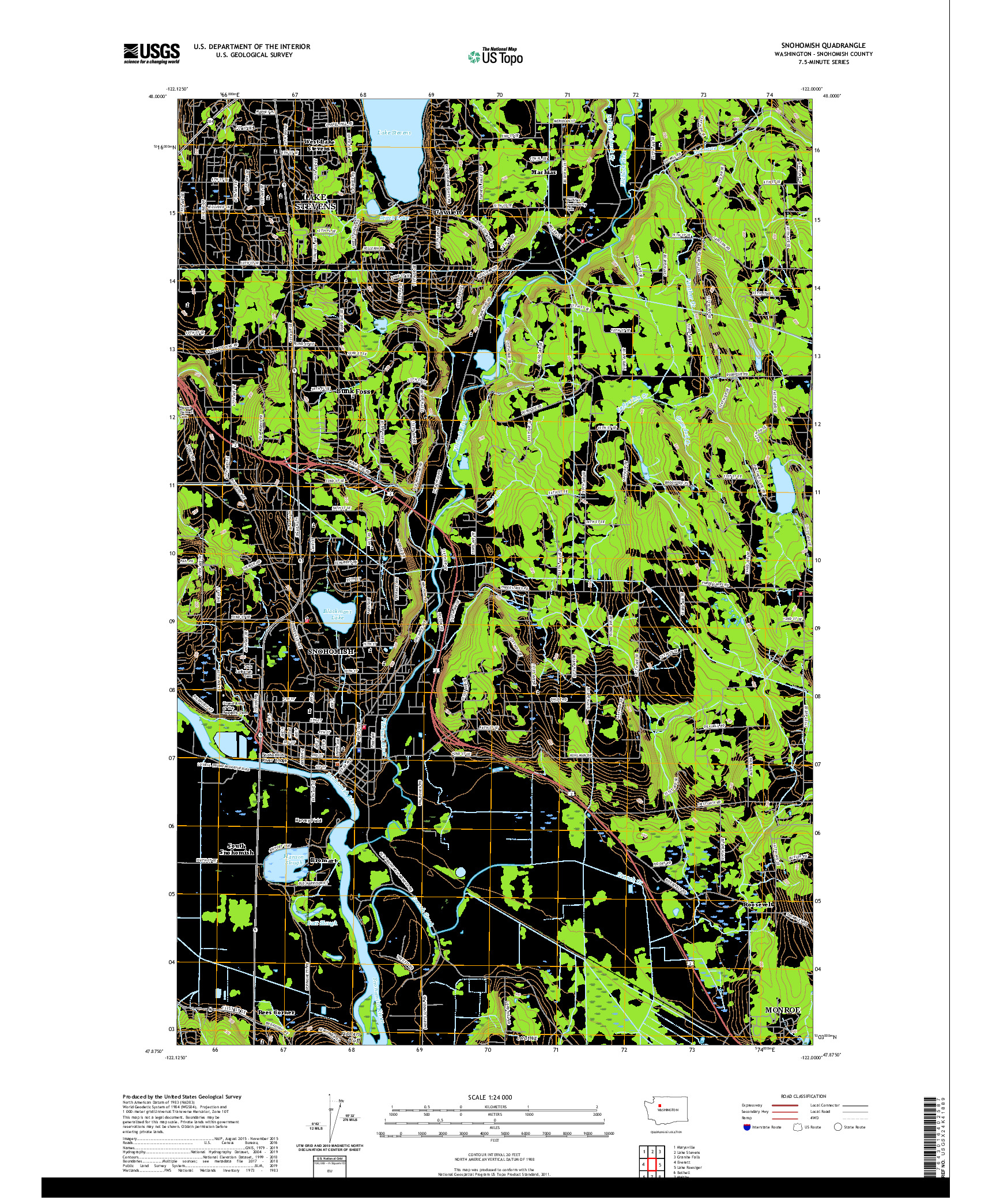 USGS US TOPO 7.5-MINUTE MAP FOR SNOHOMISH, WA 2020