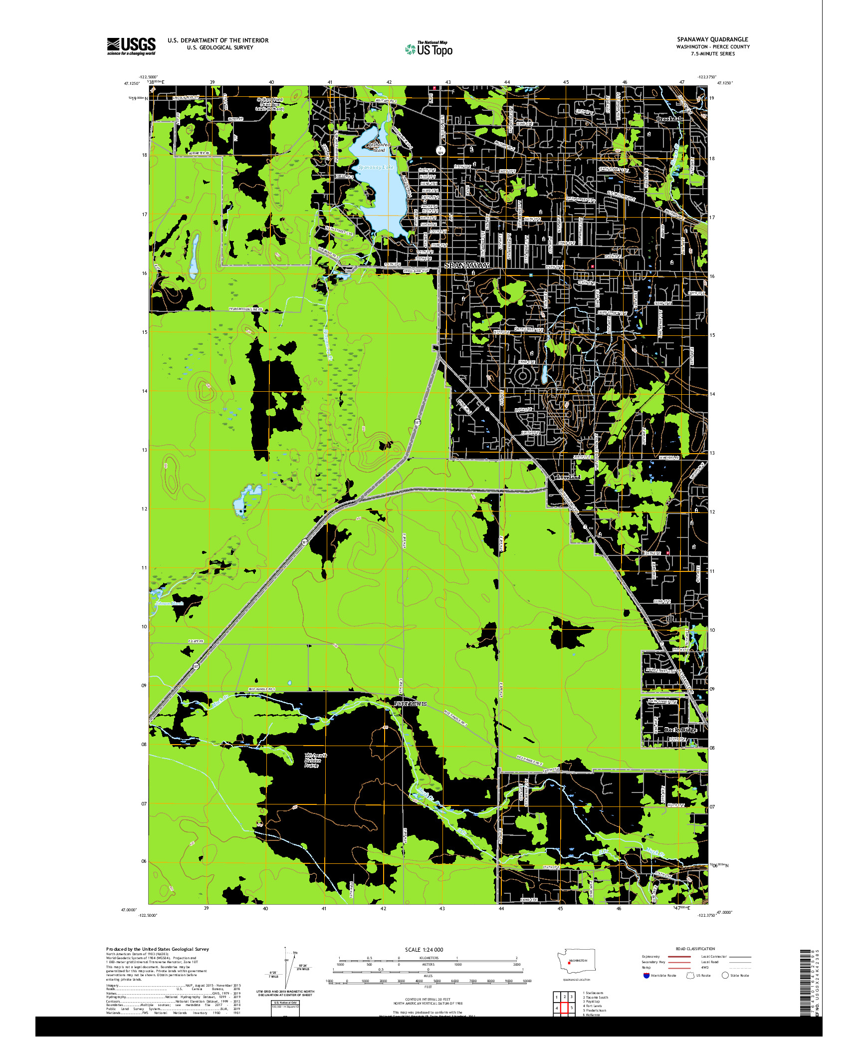 USGS US TOPO 7.5-MINUTE MAP FOR SPANAWAY, WA 2020