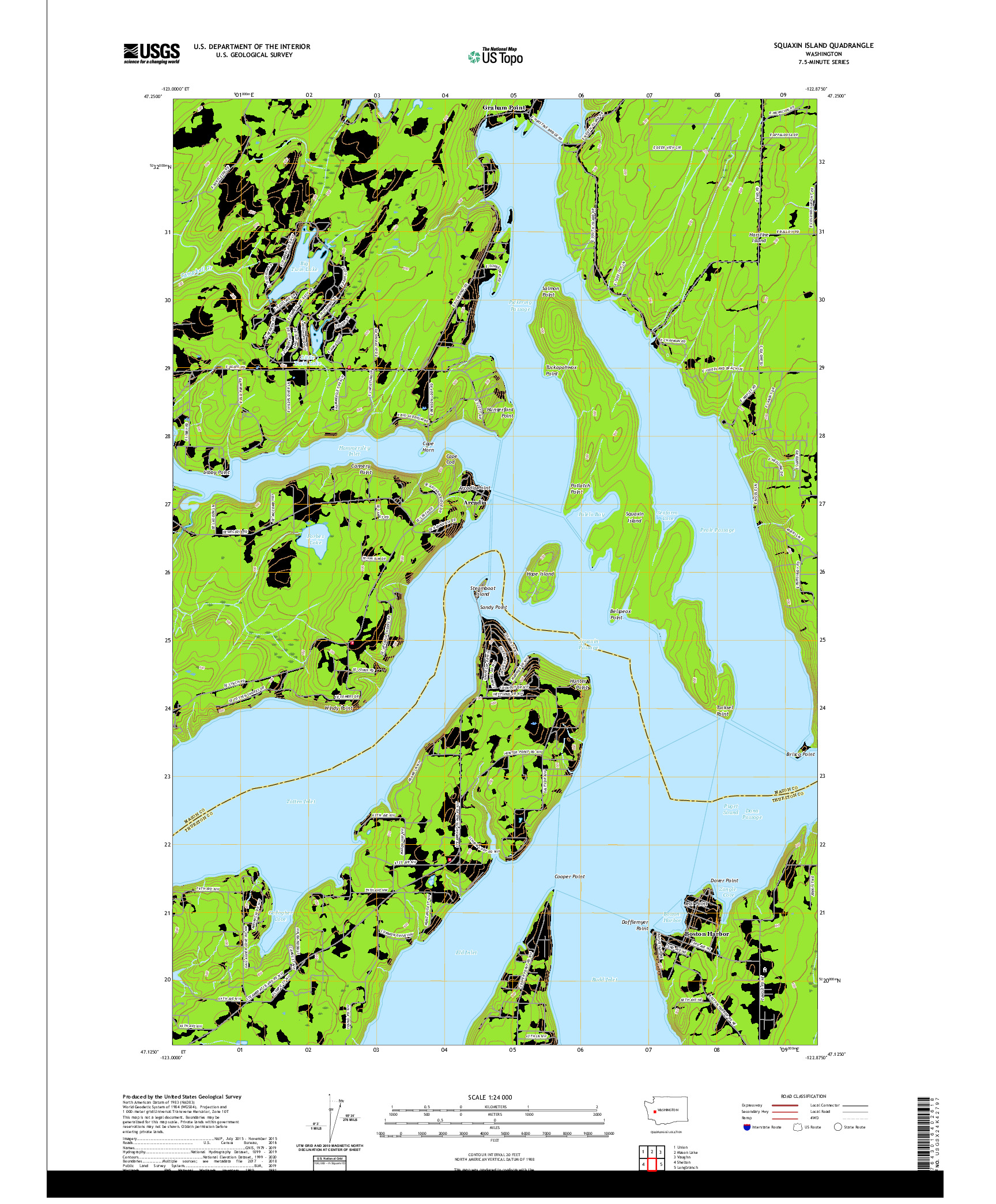 USGS US TOPO 7.5-MINUTE MAP FOR SQUAXIN ISLAND, WA 2020