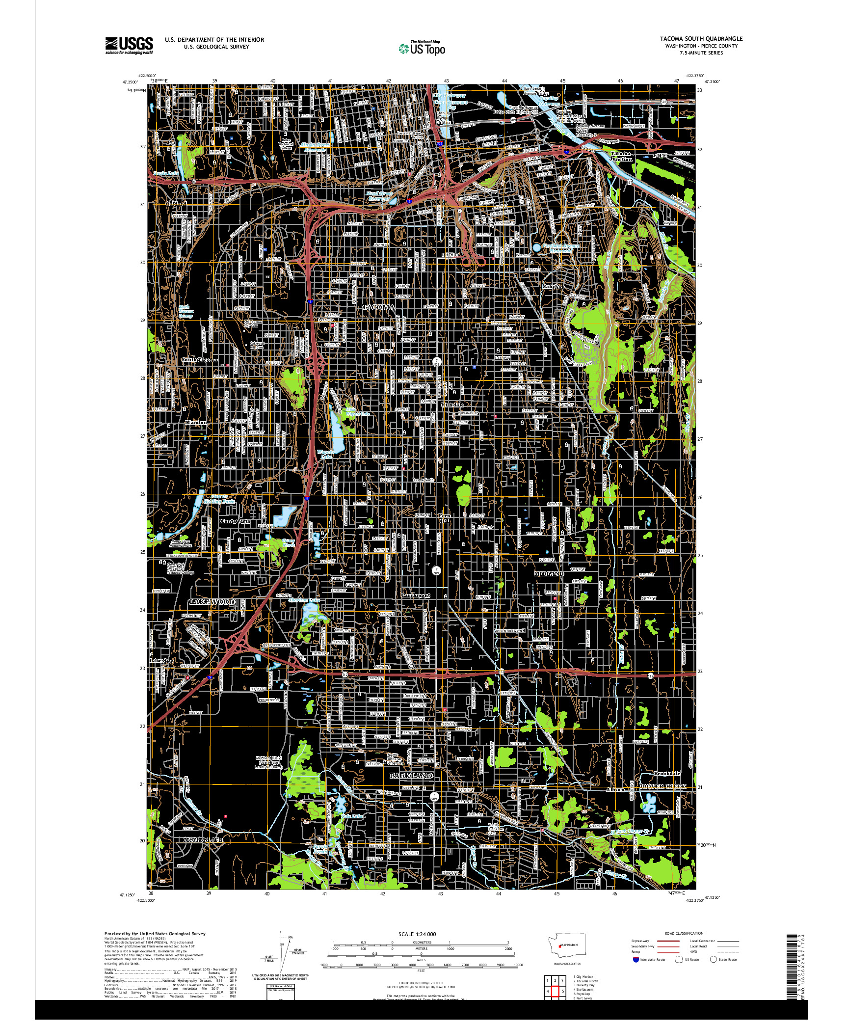 USGS US TOPO 7.5-MINUTE MAP FOR TACOMA SOUTH, WA 2020