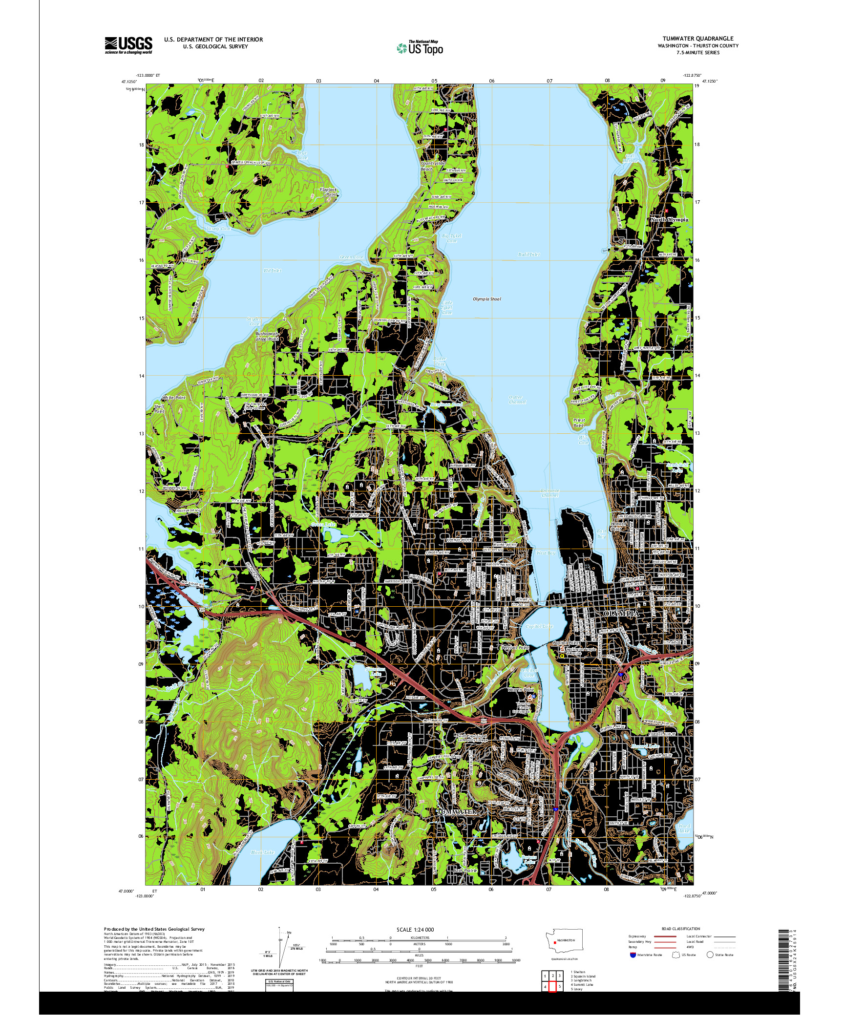 USGS US TOPO 7.5-MINUTE MAP FOR TUMWATER, WA 2020