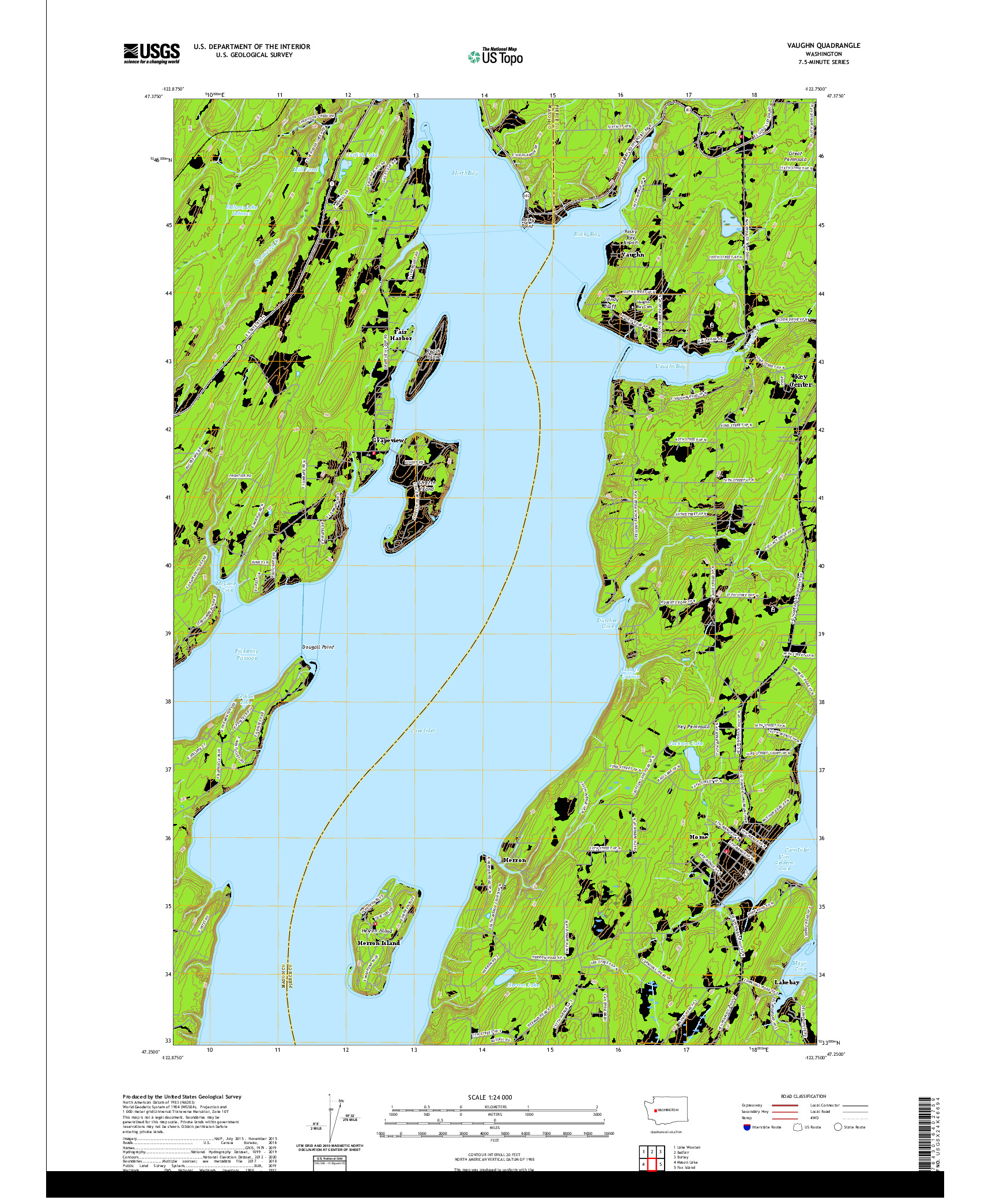 USGS US TOPO 7.5-MINUTE MAP FOR VAUGHN, WA 2020