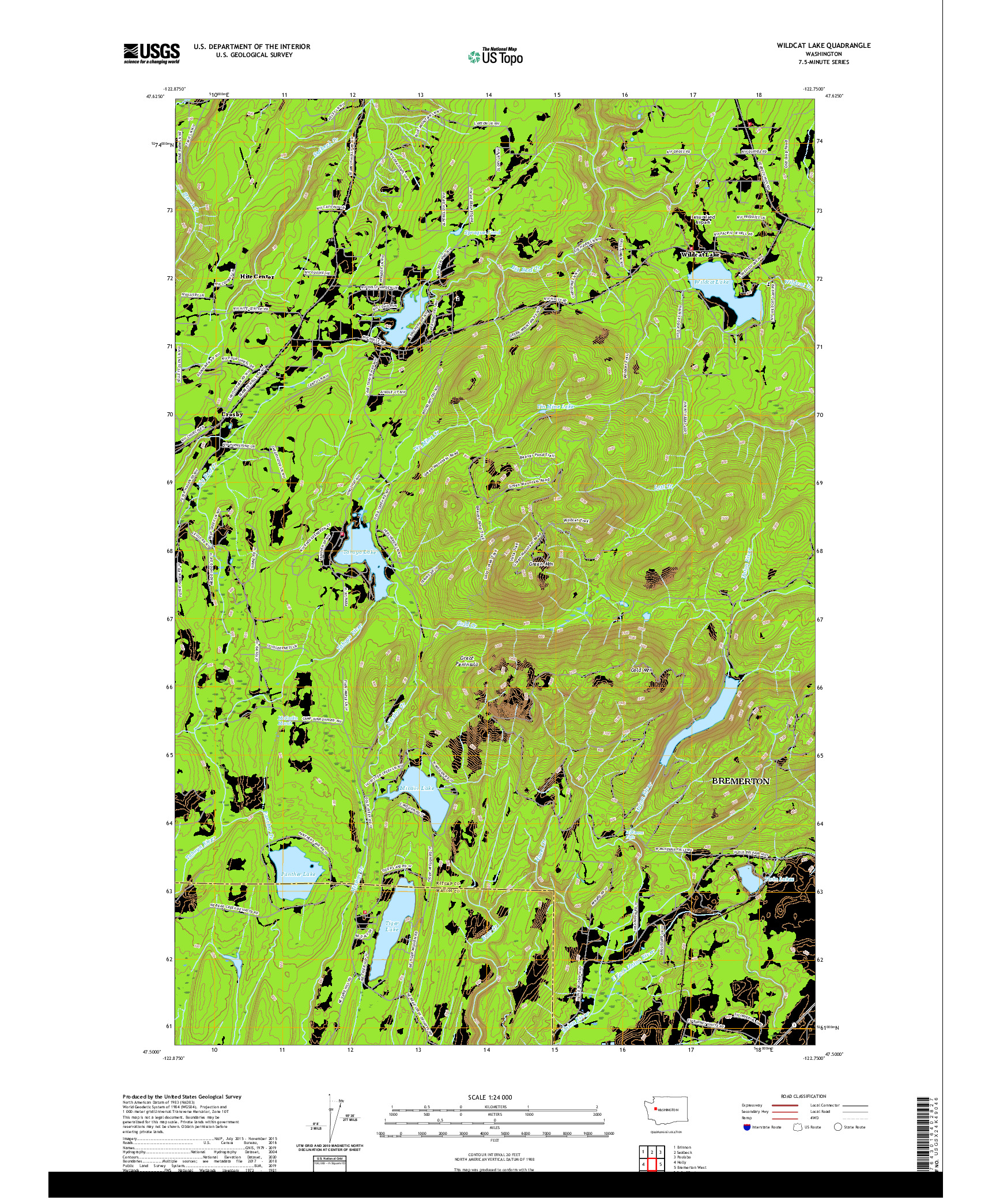 USGS US TOPO 7.5-MINUTE MAP FOR WILDCAT LAKE, WA 2020