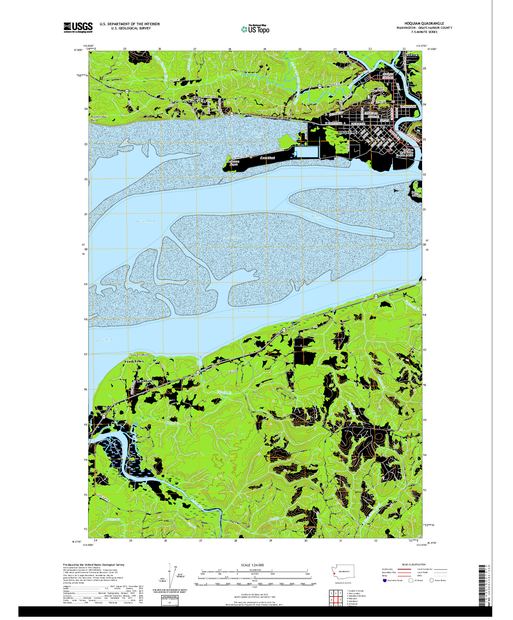 USGS US TOPO 7.5-MINUTE MAP FOR HOQUIAM, WA 2020