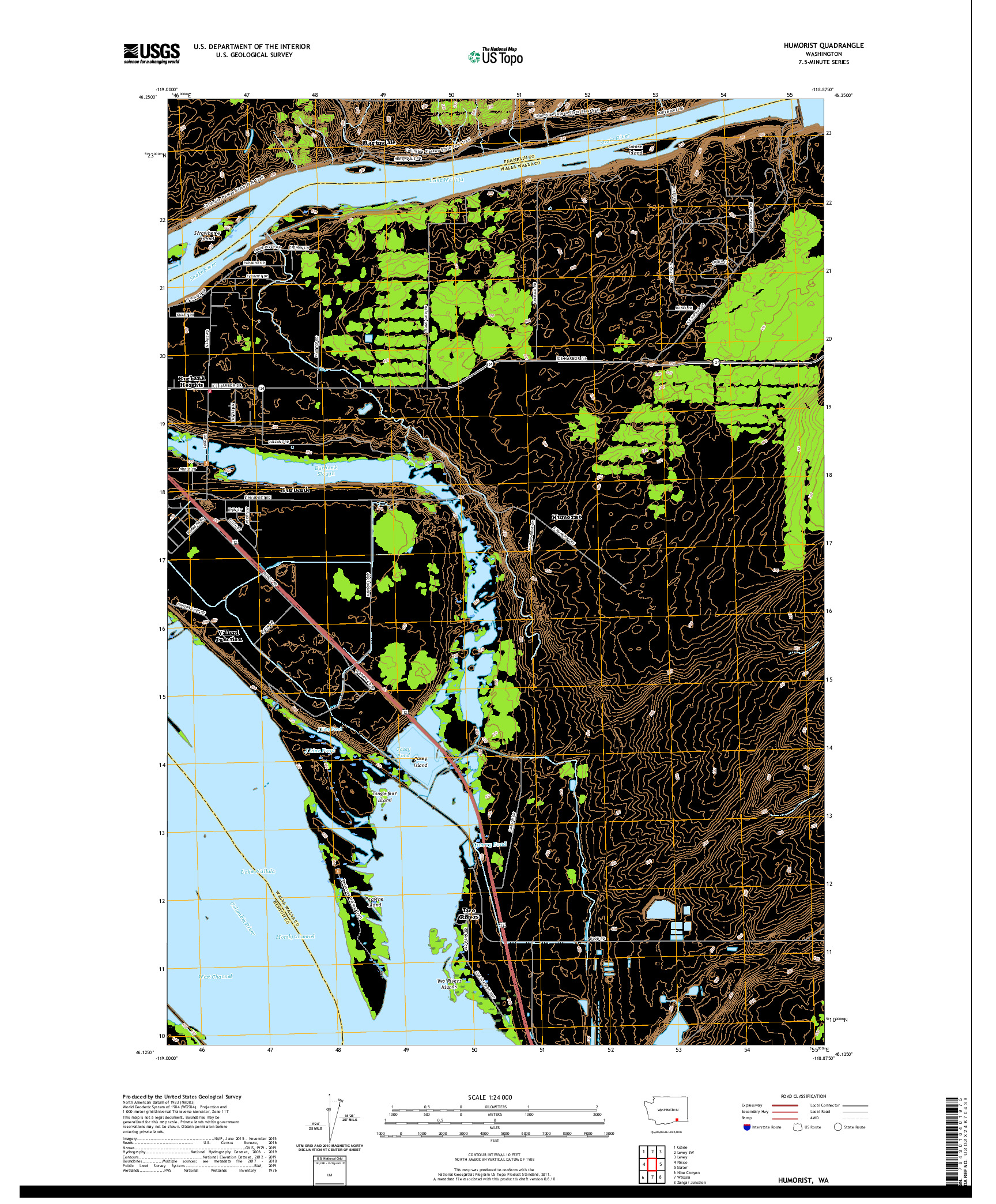 USGS US TOPO 7.5-MINUTE MAP FOR HUMORIST, WA 2020