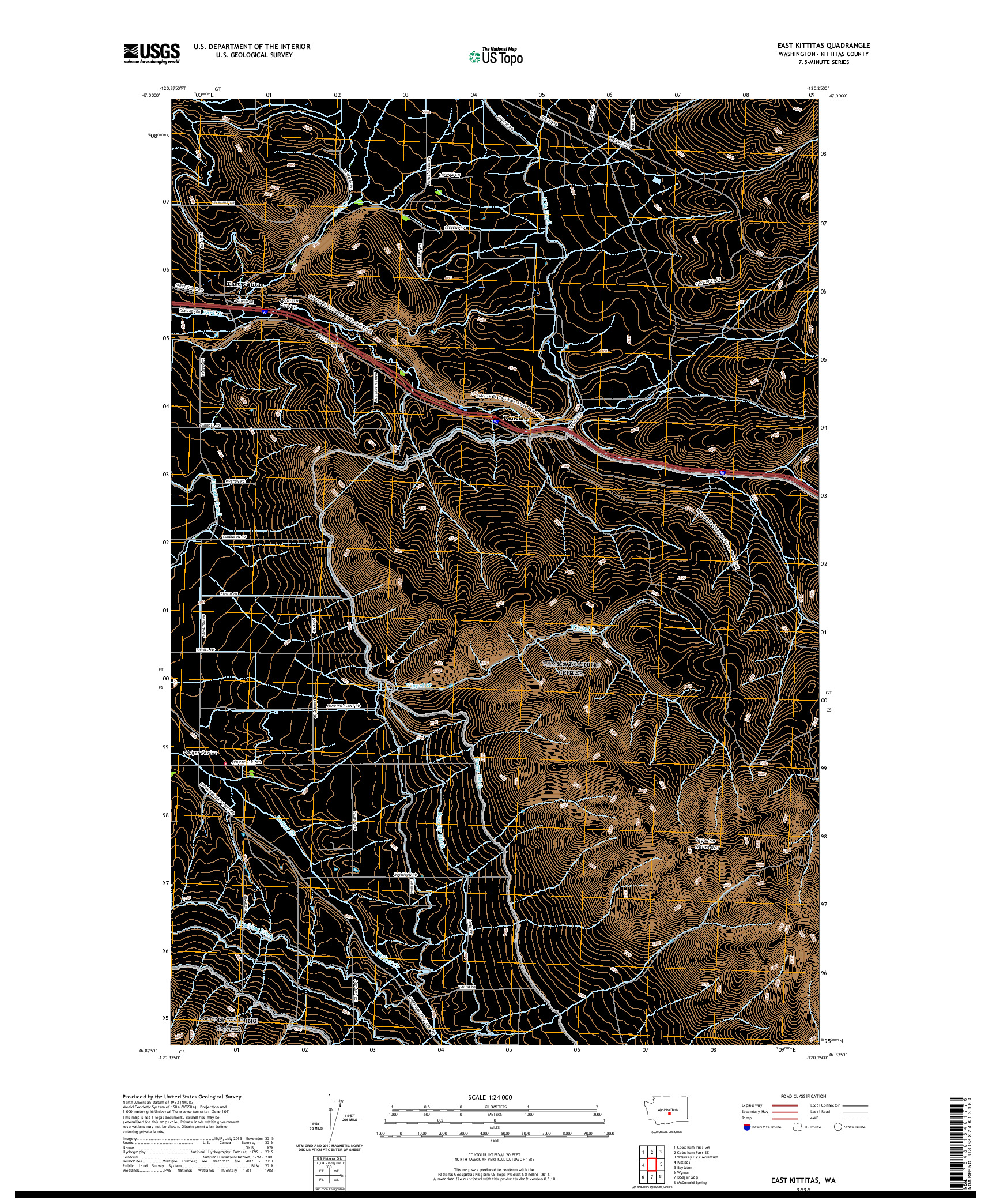 USGS US TOPO 7.5-MINUTE MAP FOR EAST KITTITAS, WA 2020