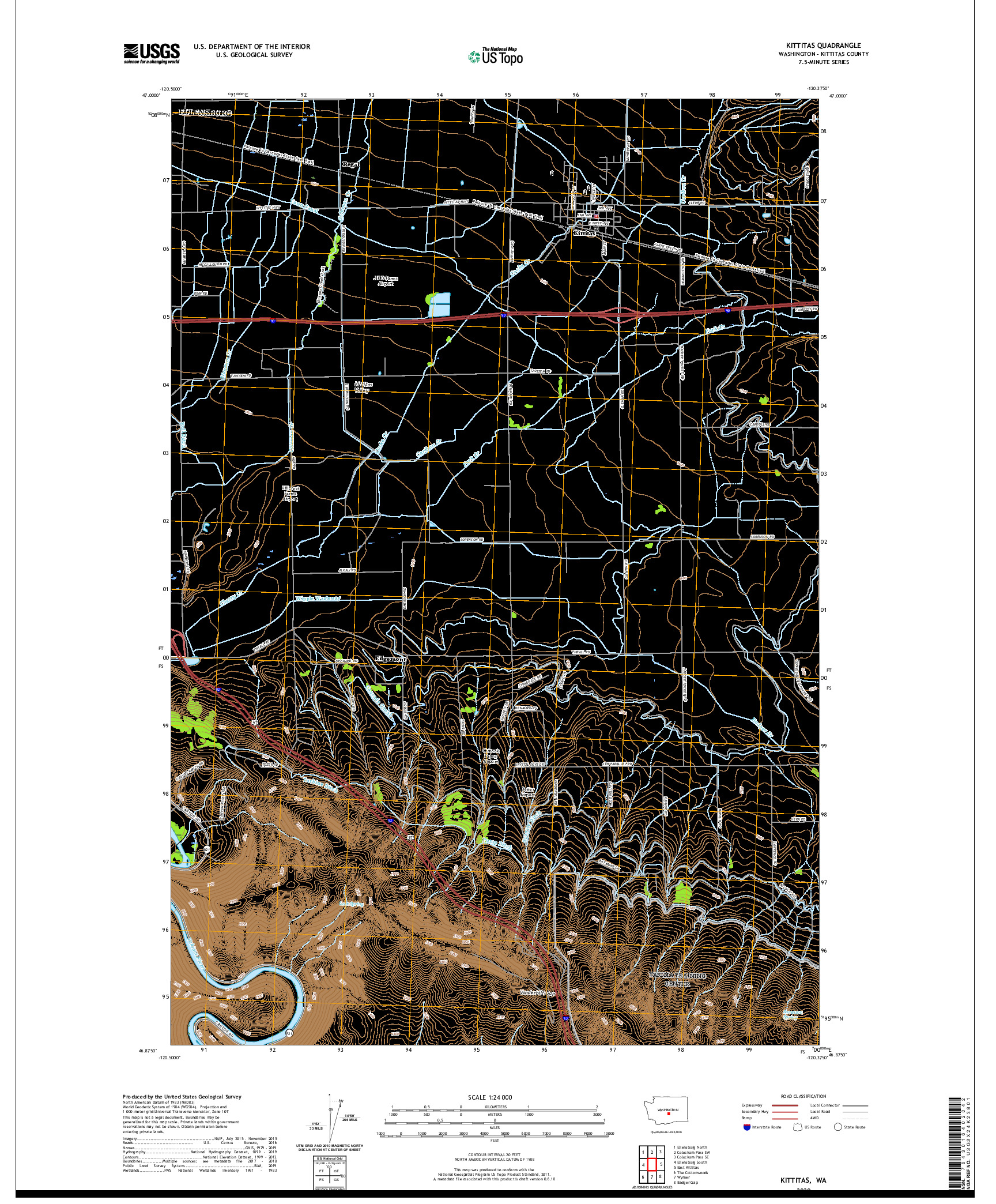 USGS US TOPO 7.5-MINUTE MAP FOR KITTITAS, WA 2020
