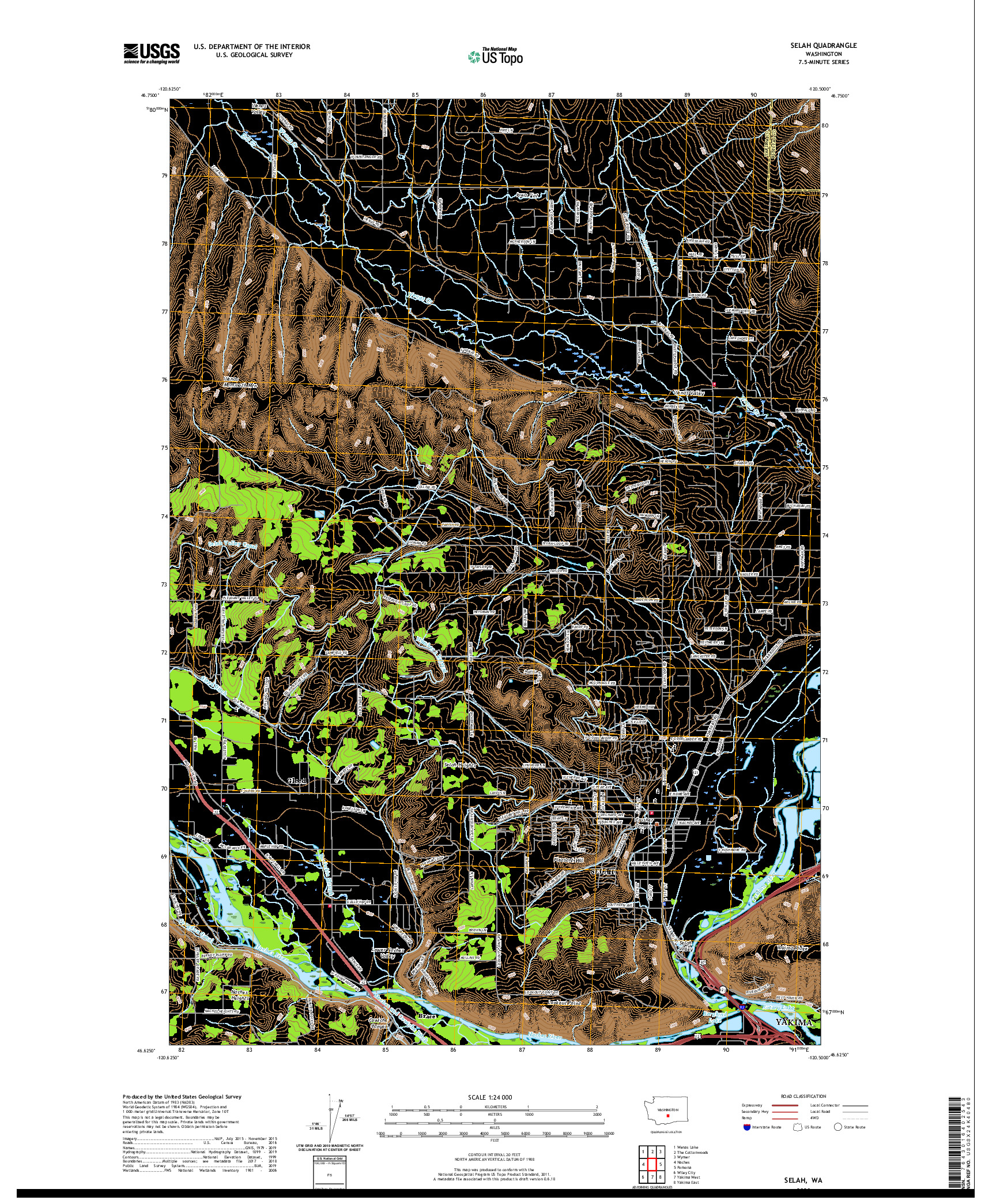 USGS US TOPO 7.5-MINUTE MAP FOR SELAH, WA 2020