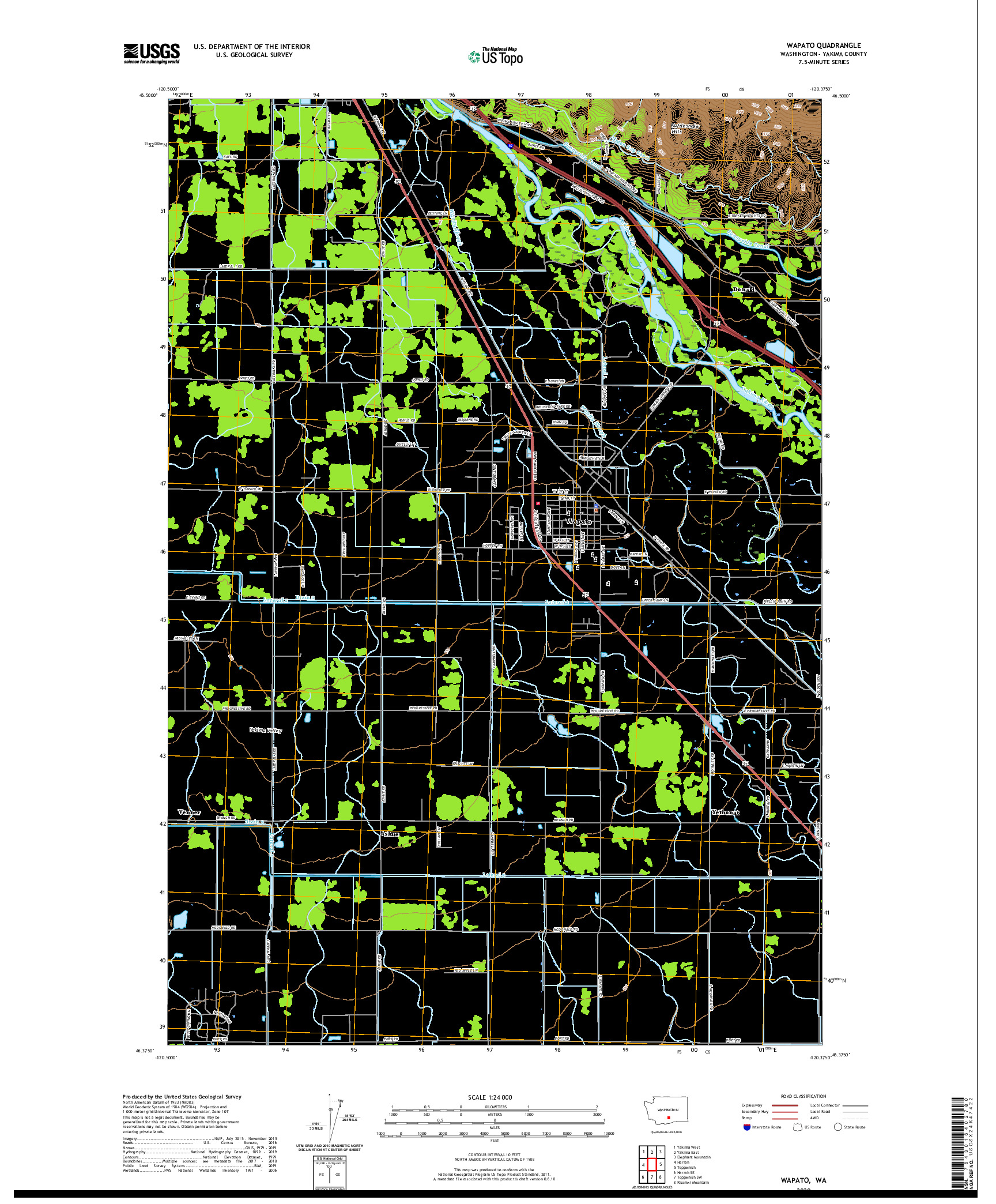 USGS US TOPO 7.5-MINUTE MAP FOR WAPATO, WA 2020