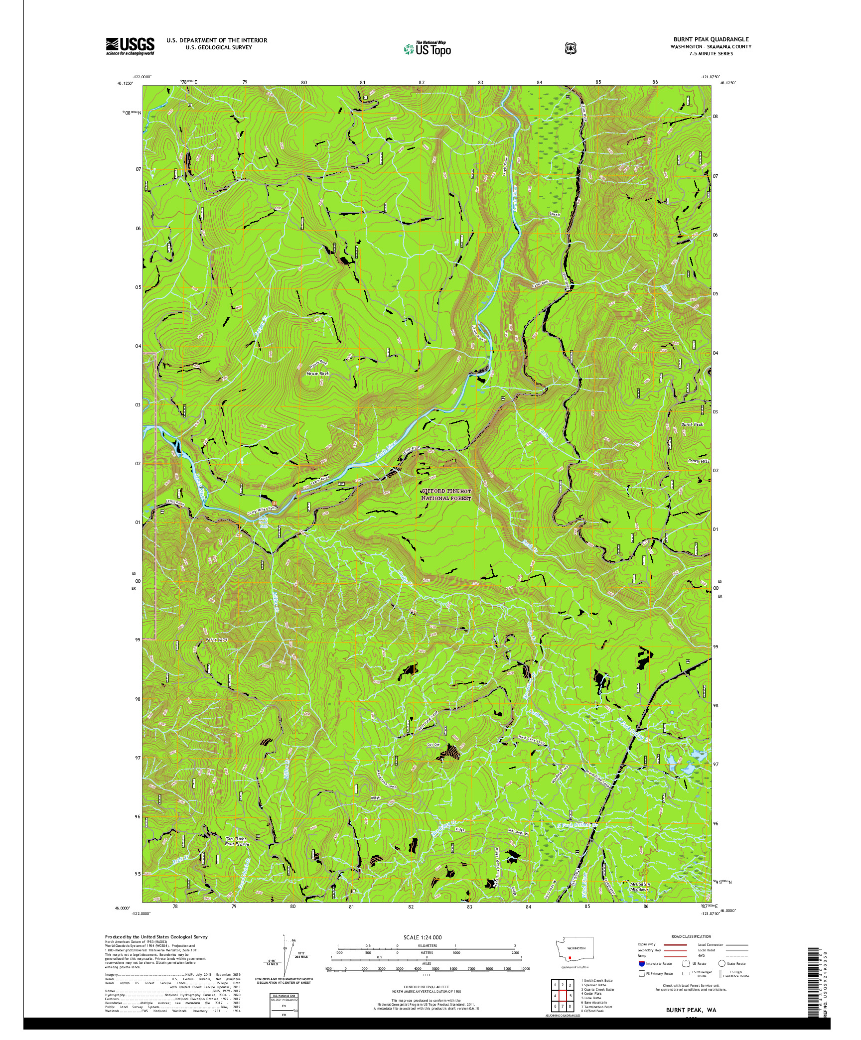 USGS US TOPO 7.5-MINUTE MAP FOR BURNT PEAK, WA 2020