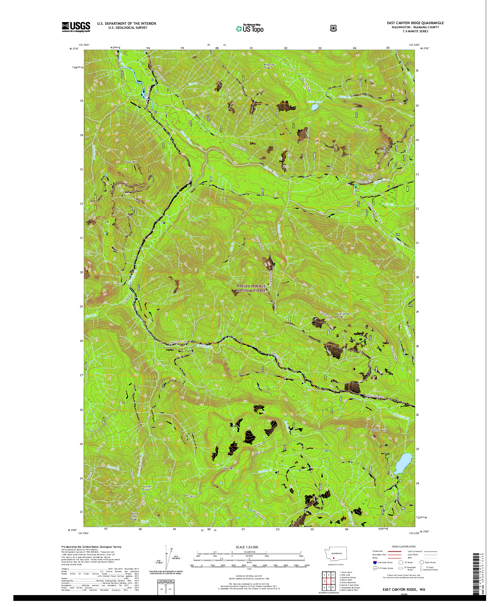 USGS US TOPO 7.5-MINUTE MAP FOR EAST CANYON RIDGE, WA 2020
