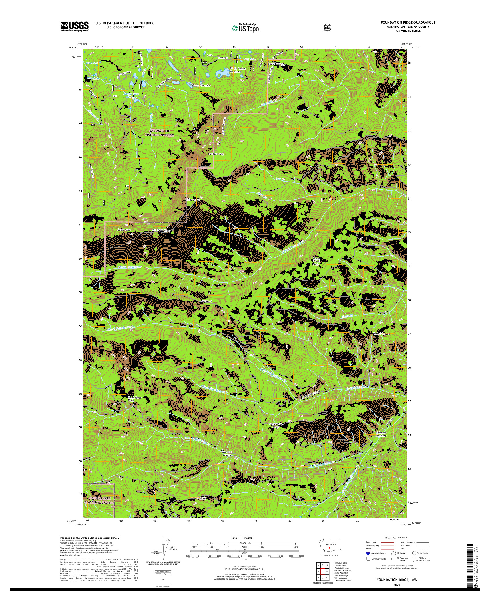 USGS US TOPO 7.5-MINUTE MAP FOR FOUNDATION RIDGE, WA 2020