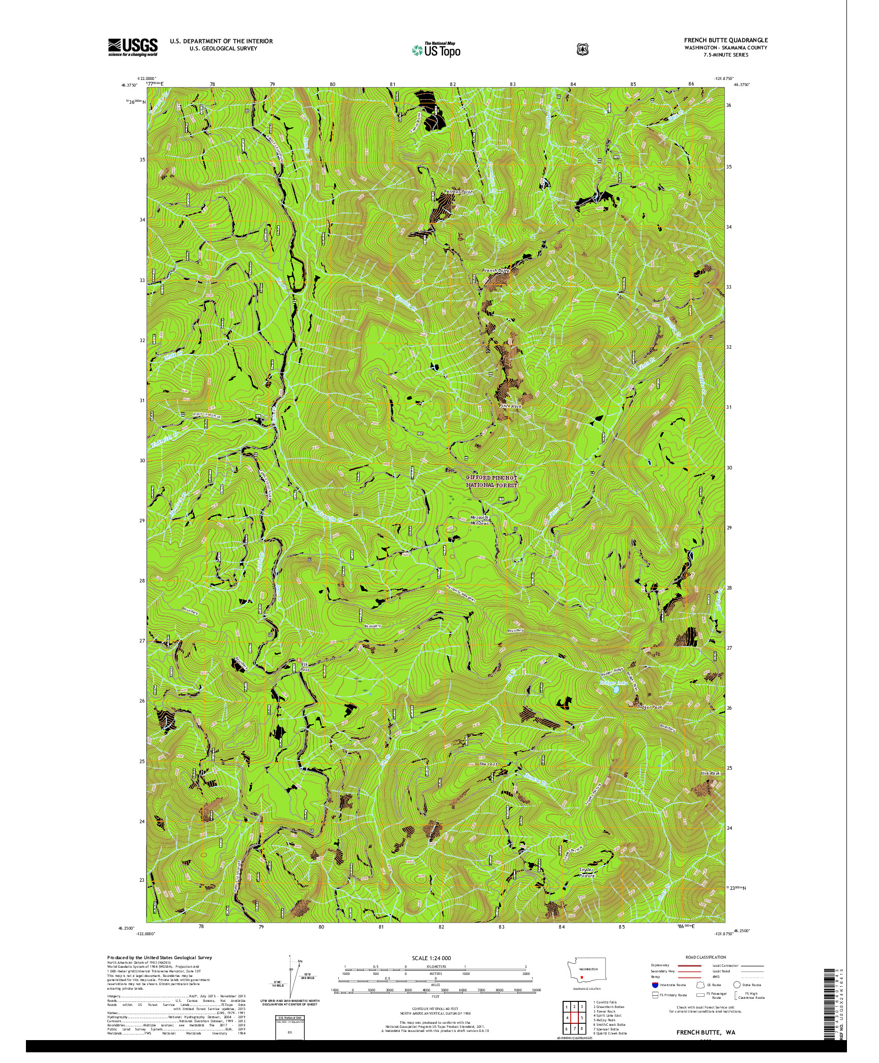USGS US TOPO 7.5-MINUTE MAP FOR FRENCH BUTTE, WA 2020