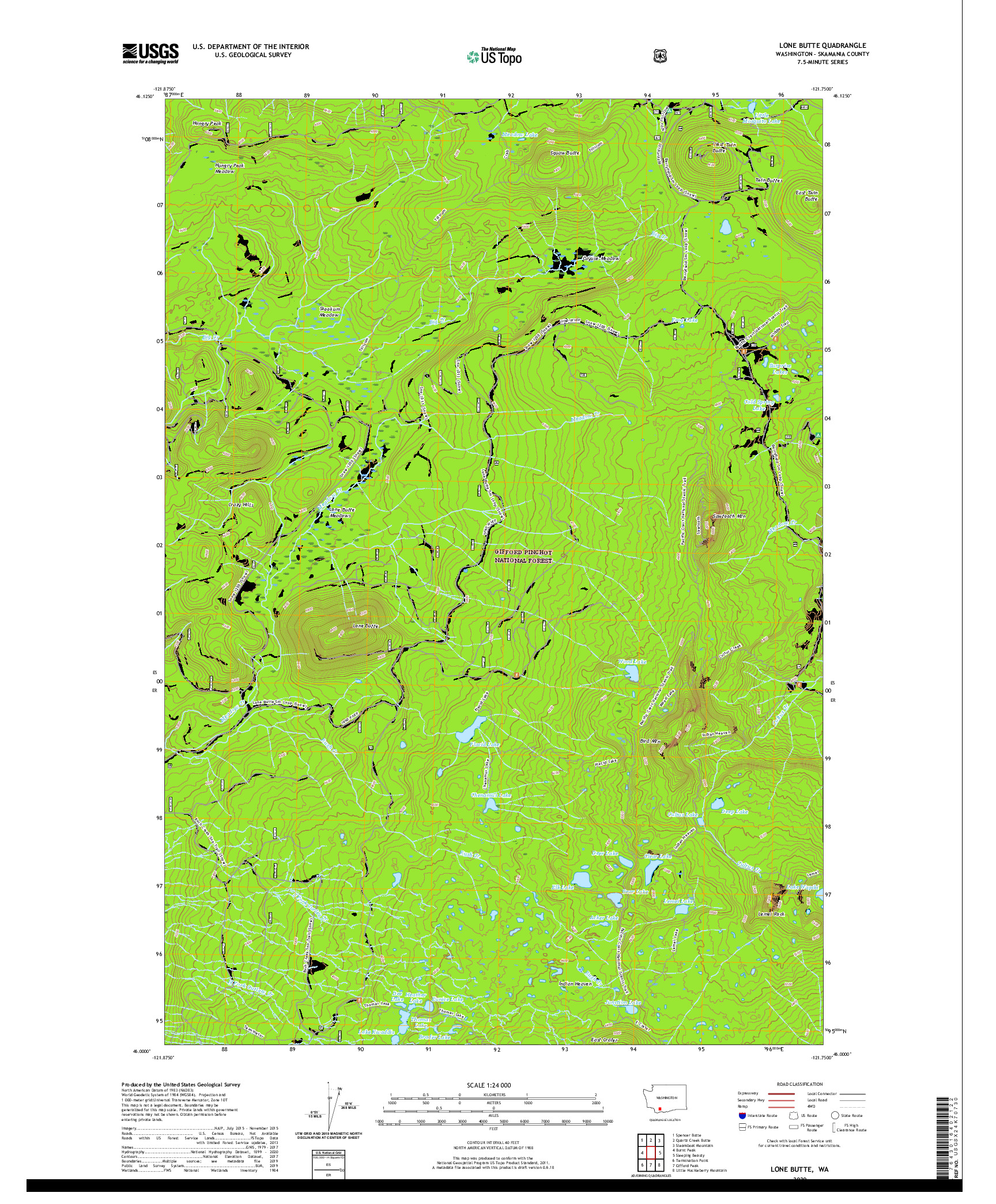 USGS US TOPO 7.5-MINUTE MAP FOR LONE BUTTE, WA 2020