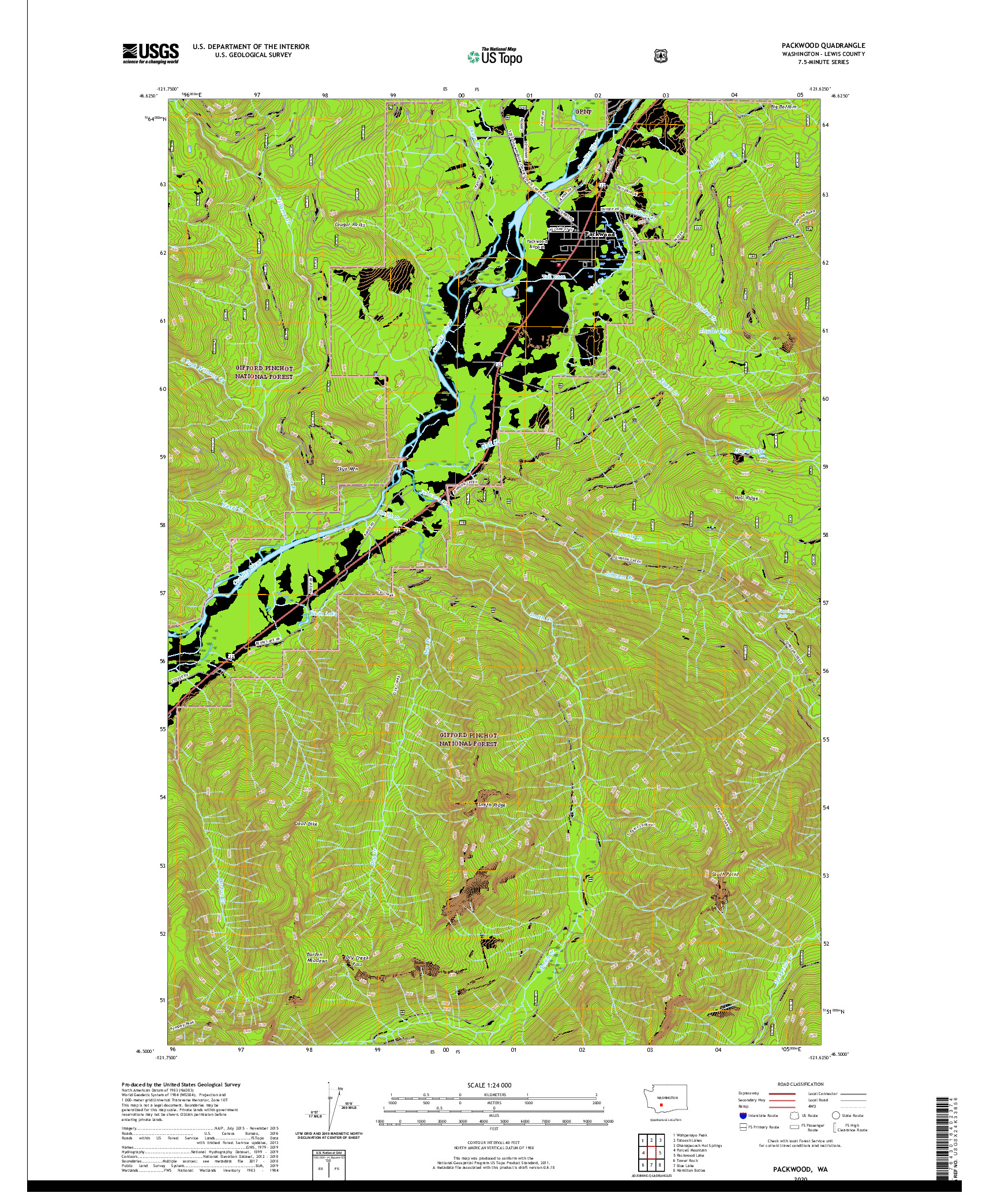 USGS US TOPO 7.5-MINUTE MAP FOR PACKWOOD, WA 2020