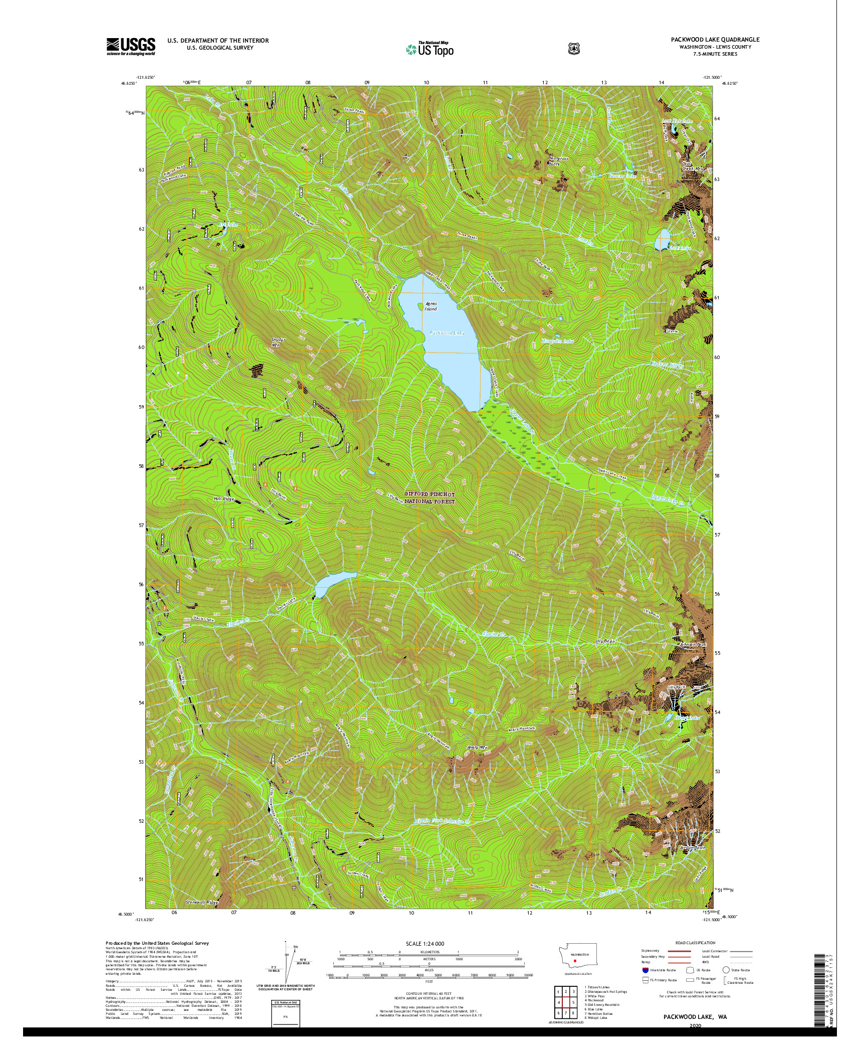 USGS US TOPO 7.5-MINUTE MAP FOR PACKWOOD LAKE, WA 2020