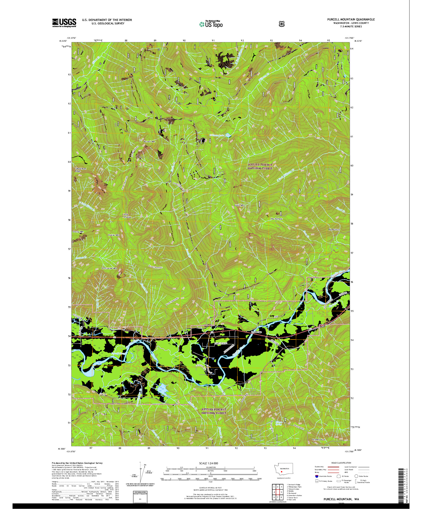 USGS US TOPO 7.5-MINUTE MAP FOR PURCELL MOUNTAIN, WA 2020