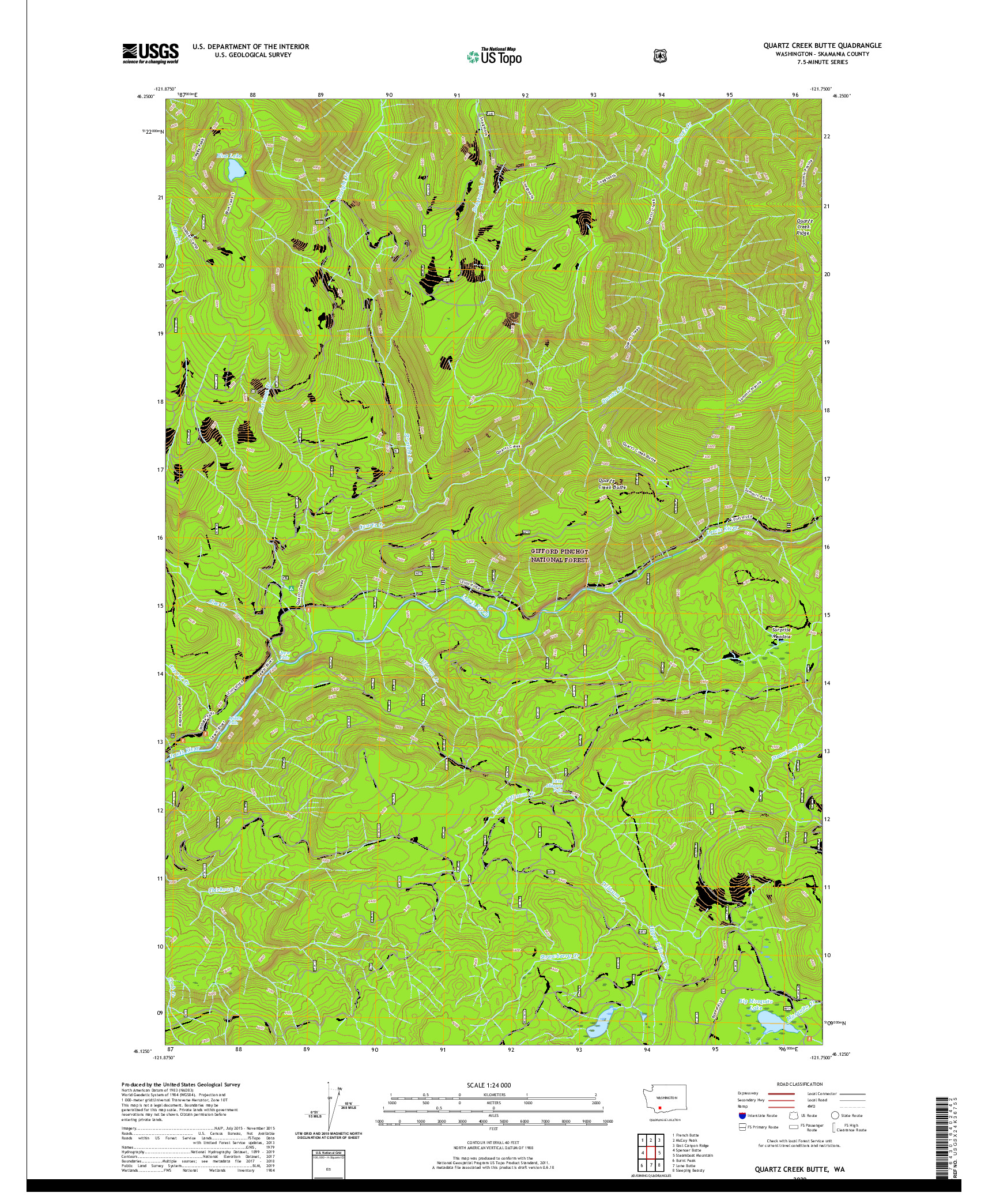 USGS US TOPO 7.5-MINUTE MAP FOR QUARTZ CREEK BUTTE, WA 2020
