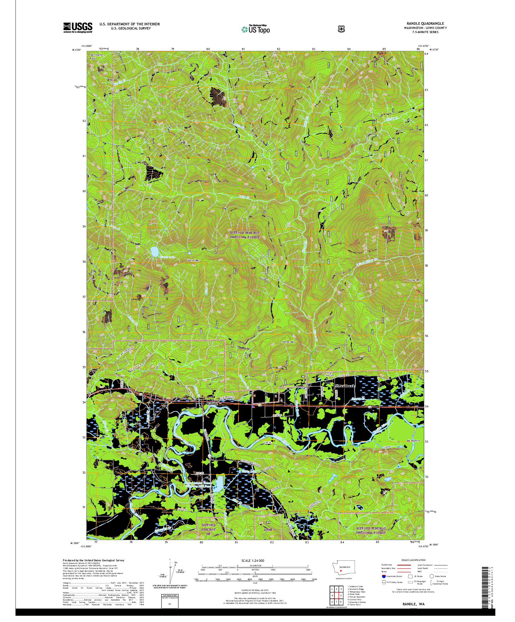 USGS US TOPO 7.5-MINUTE MAP FOR RANDLE, WA 2020