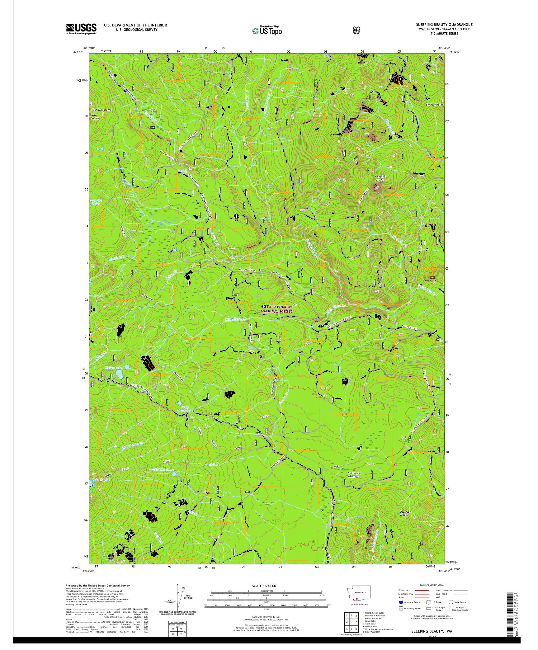 USGS US TOPO 7.5-MINUTE MAP FOR SLEEPING BEAUTY, WA 2020