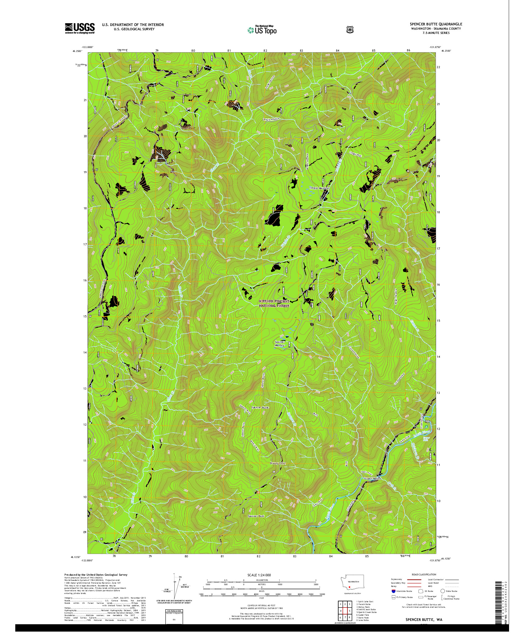 USGS US TOPO 7.5-MINUTE MAP FOR SPENCER BUTTE, WA 2020