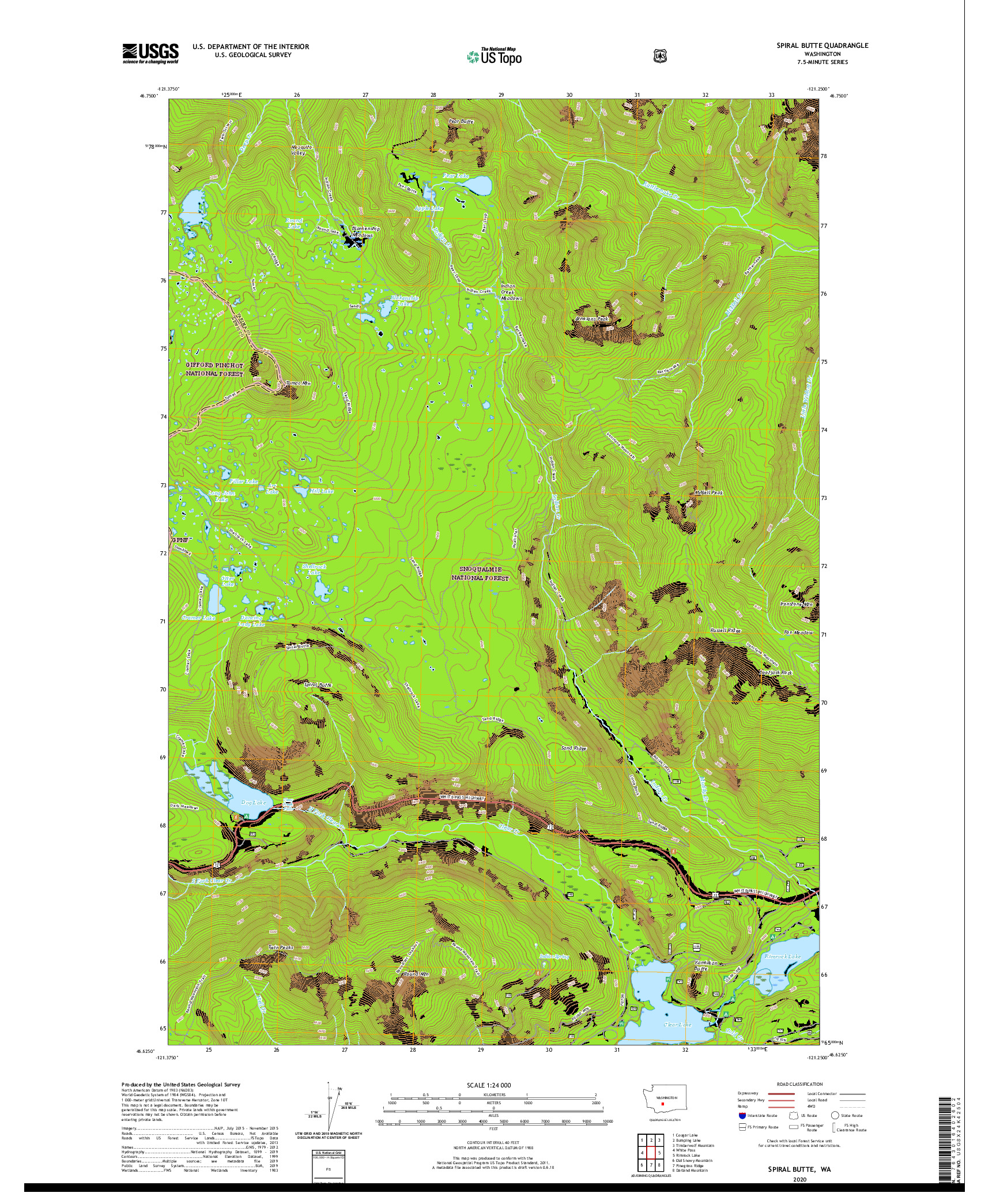 USGS US TOPO 7.5-MINUTE MAP FOR SPIRAL BUTTE, WA 2020