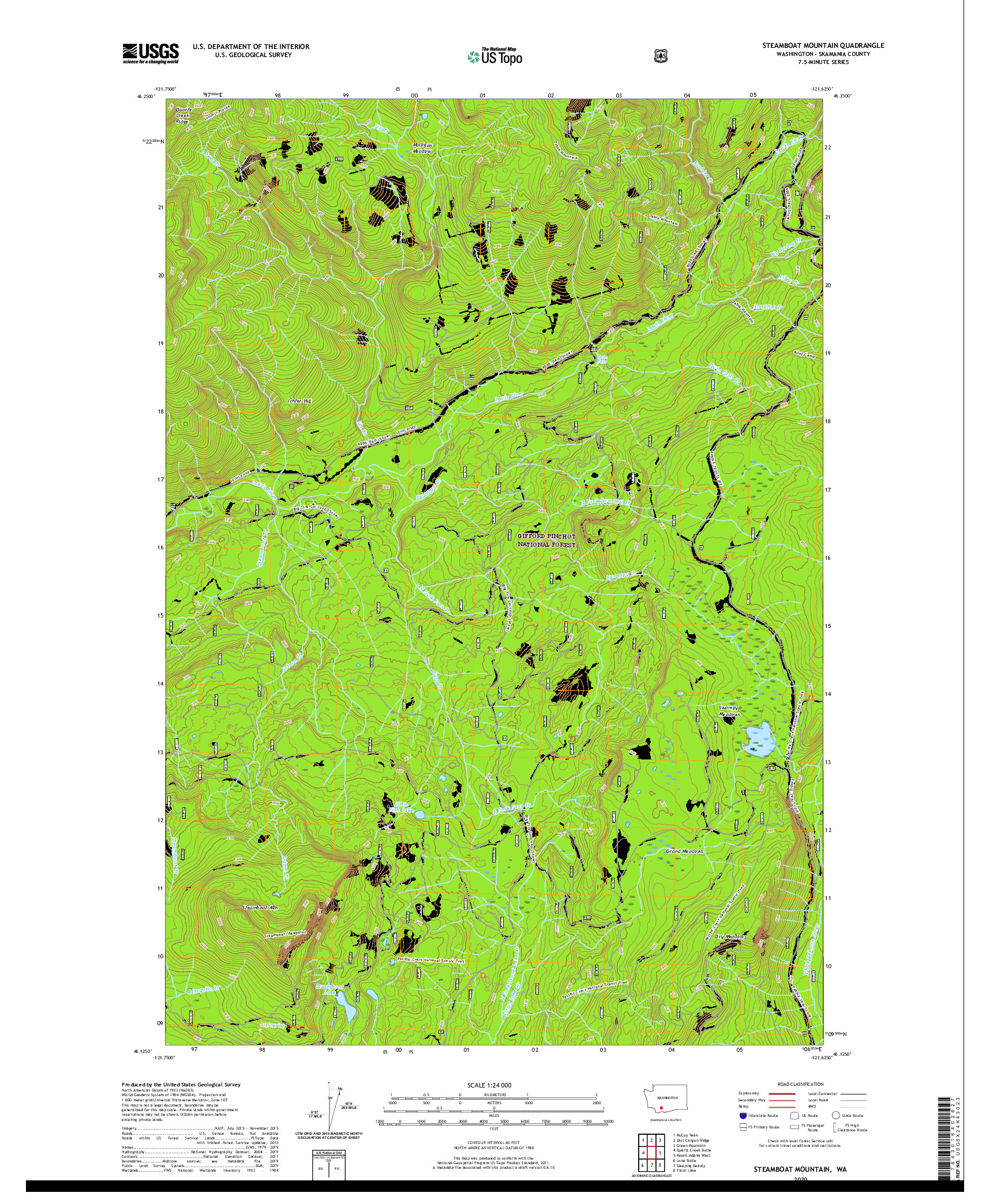 USGS US TOPO 7.5-MINUTE MAP FOR STEAMBOAT MOUNTAIN, WA 2020