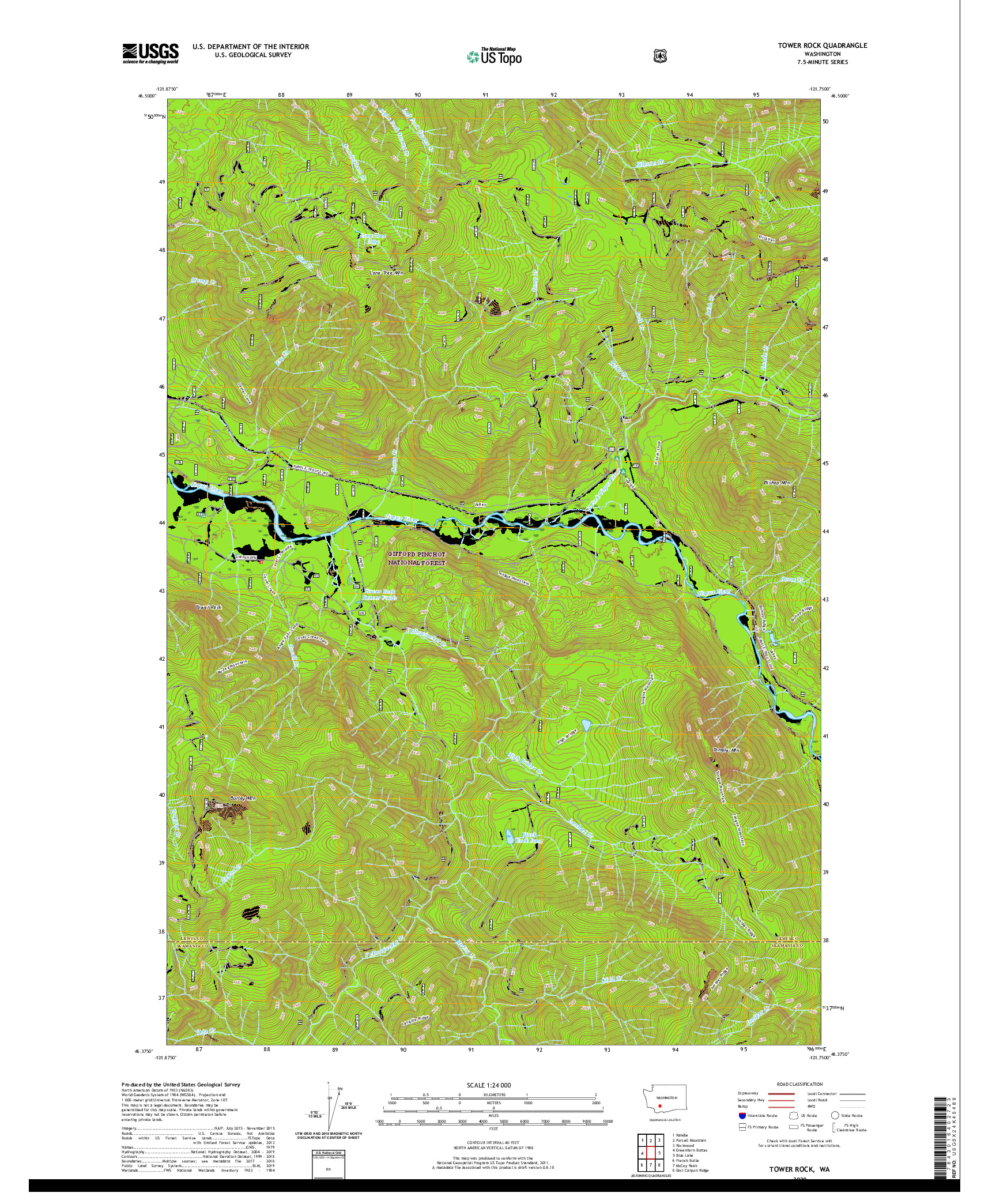USGS US TOPO 7.5-MINUTE MAP FOR TOWER ROCK, WA 2020