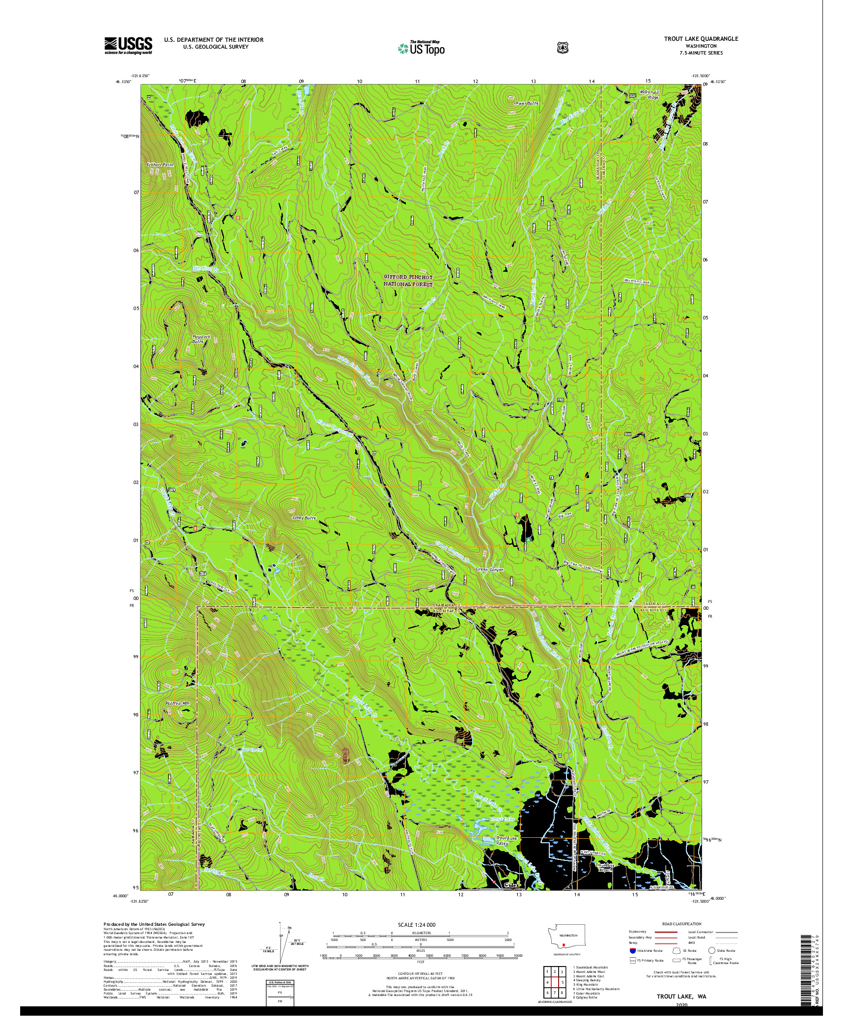 USGS US TOPO 7.5-MINUTE MAP FOR TROUT LAKE, WA 2020