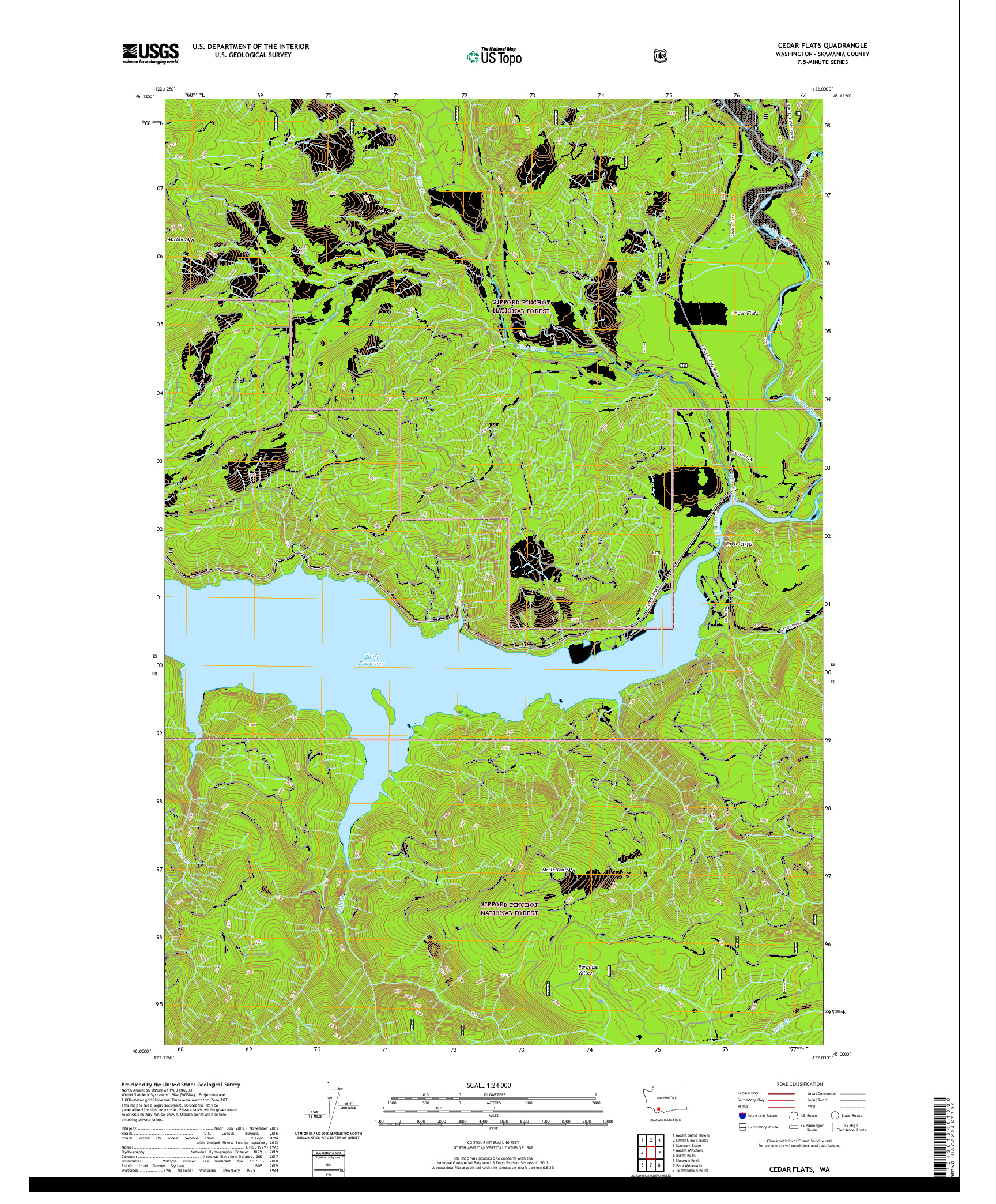 USGS US TOPO 7.5-MINUTE MAP FOR CEDAR FLATS, WA 2020