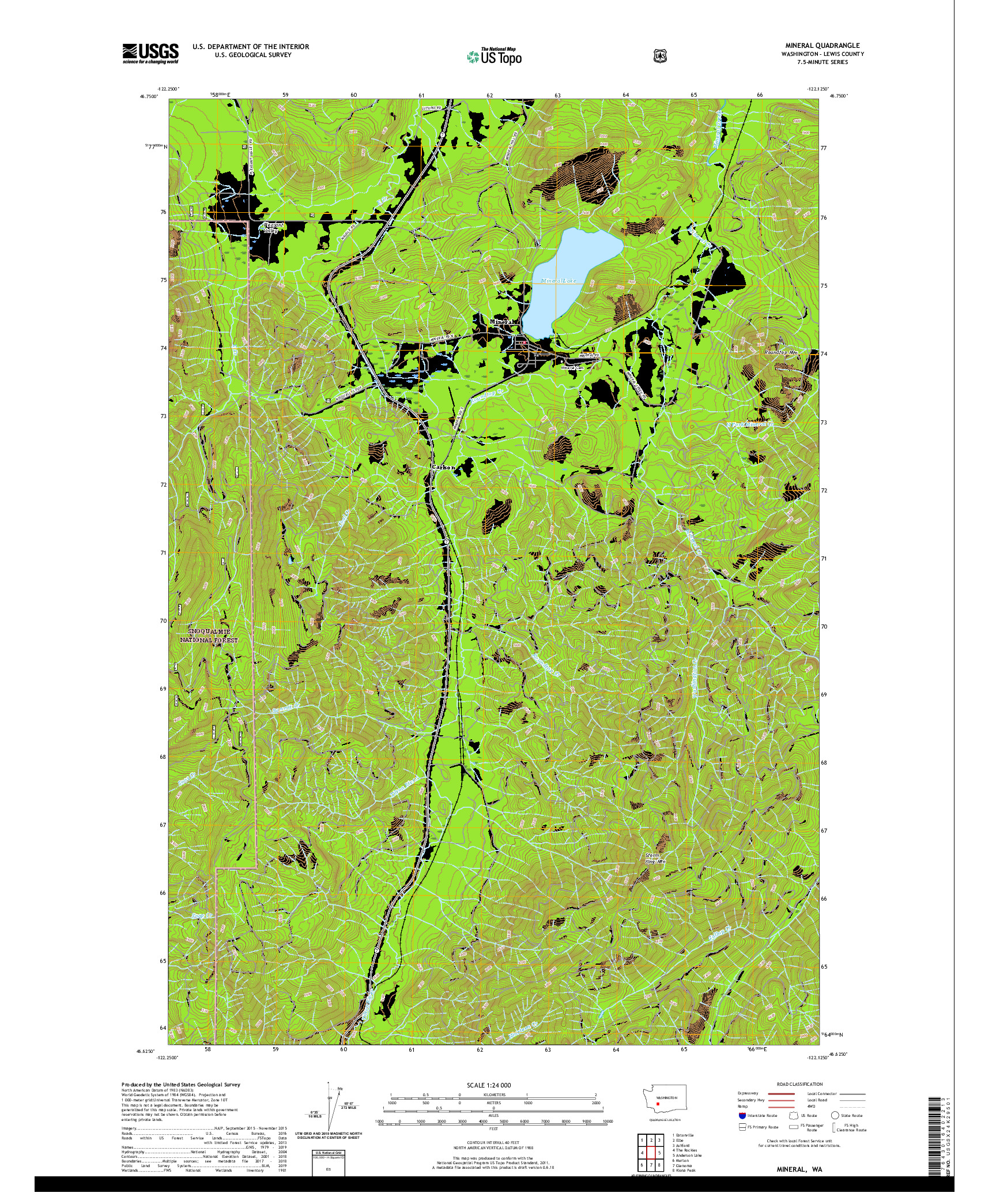 USGS US TOPO 7.5-MINUTE MAP FOR MINERAL, WA 2020