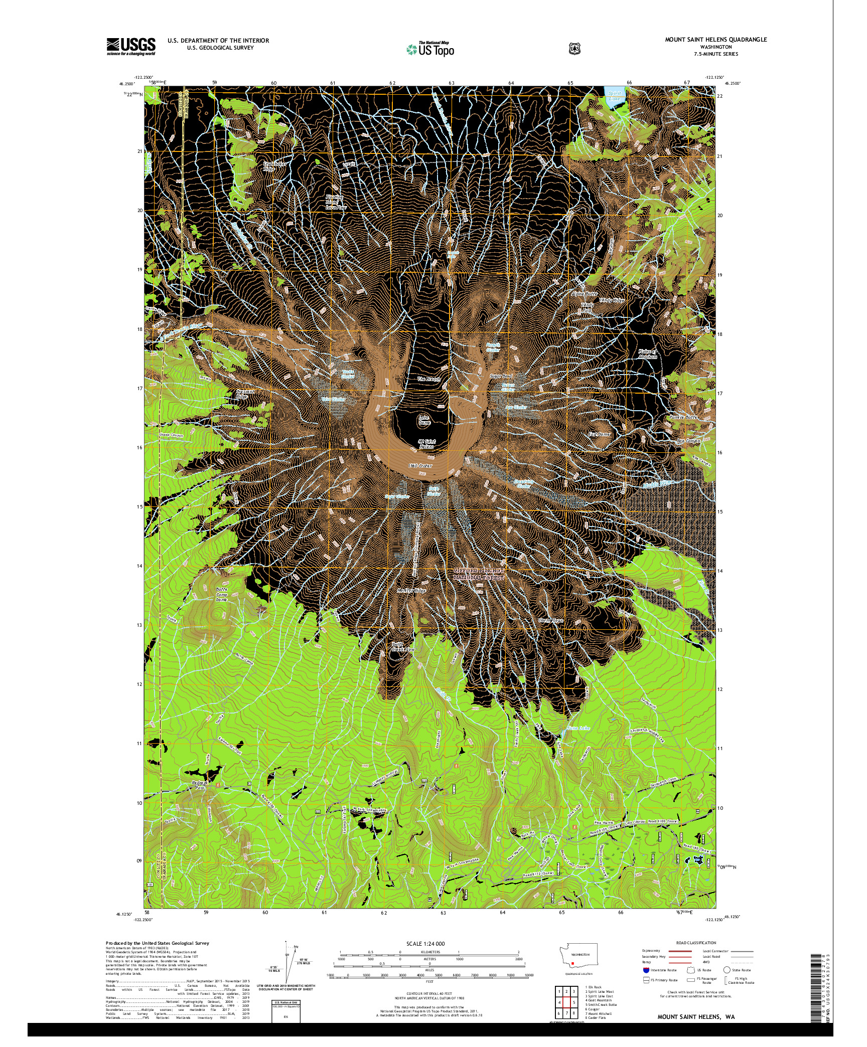 USGS US TOPO 7.5-MINUTE MAP FOR MOUNT SAINT HELENS, WA 2020