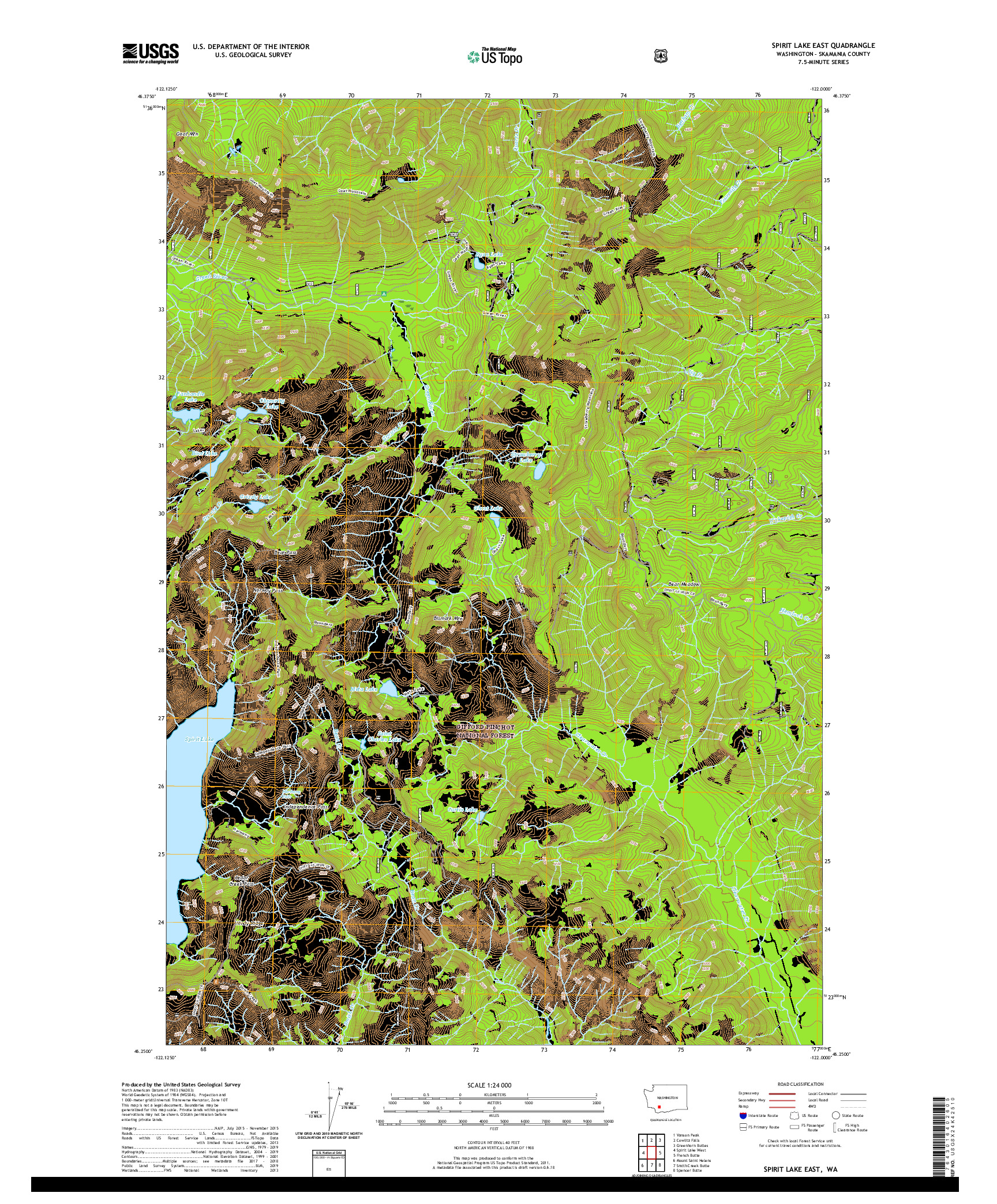 USGS US TOPO 7.5-MINUTE MAP FOR SPIRIT LAKE EAST, WA 2020