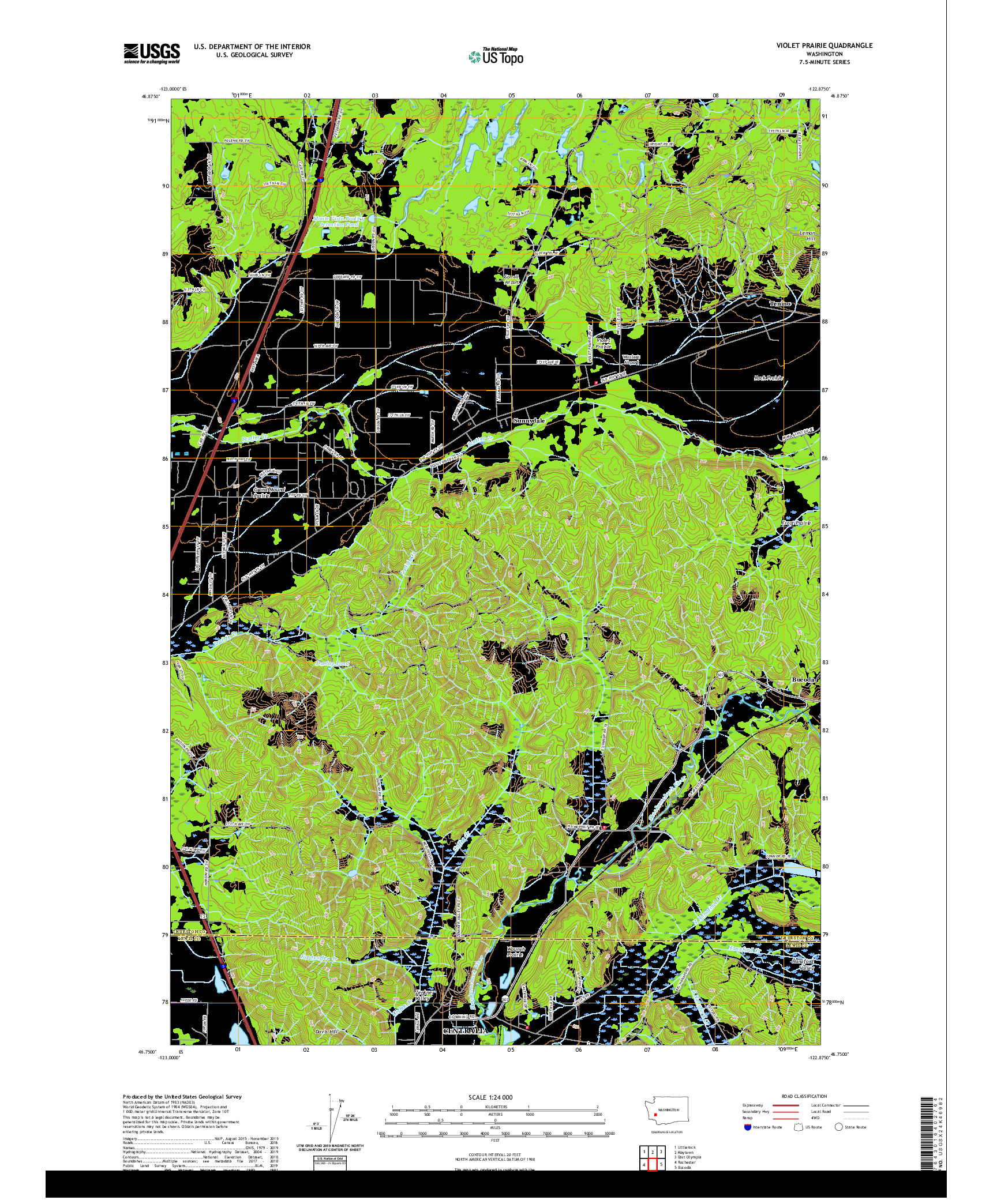 USGS US TOPO 7.5-MINUTE MAP FOR VIOLET PRAIRIE, WA 2020