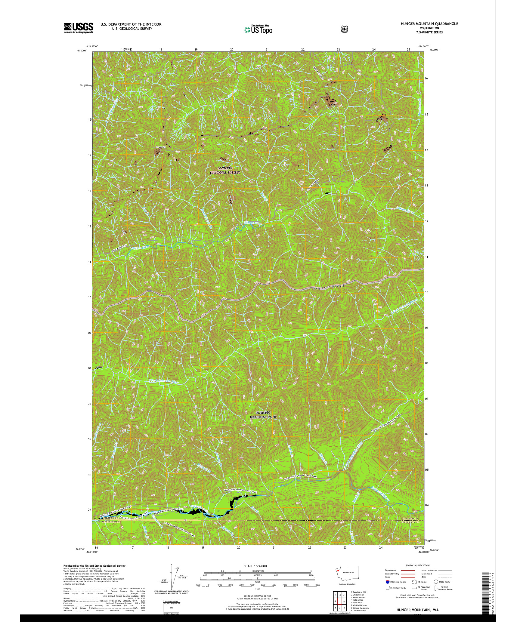 USGS US TOPO 7.5-MINUTE MAP FOR HUNGER MOUNTAIN, WA 2020