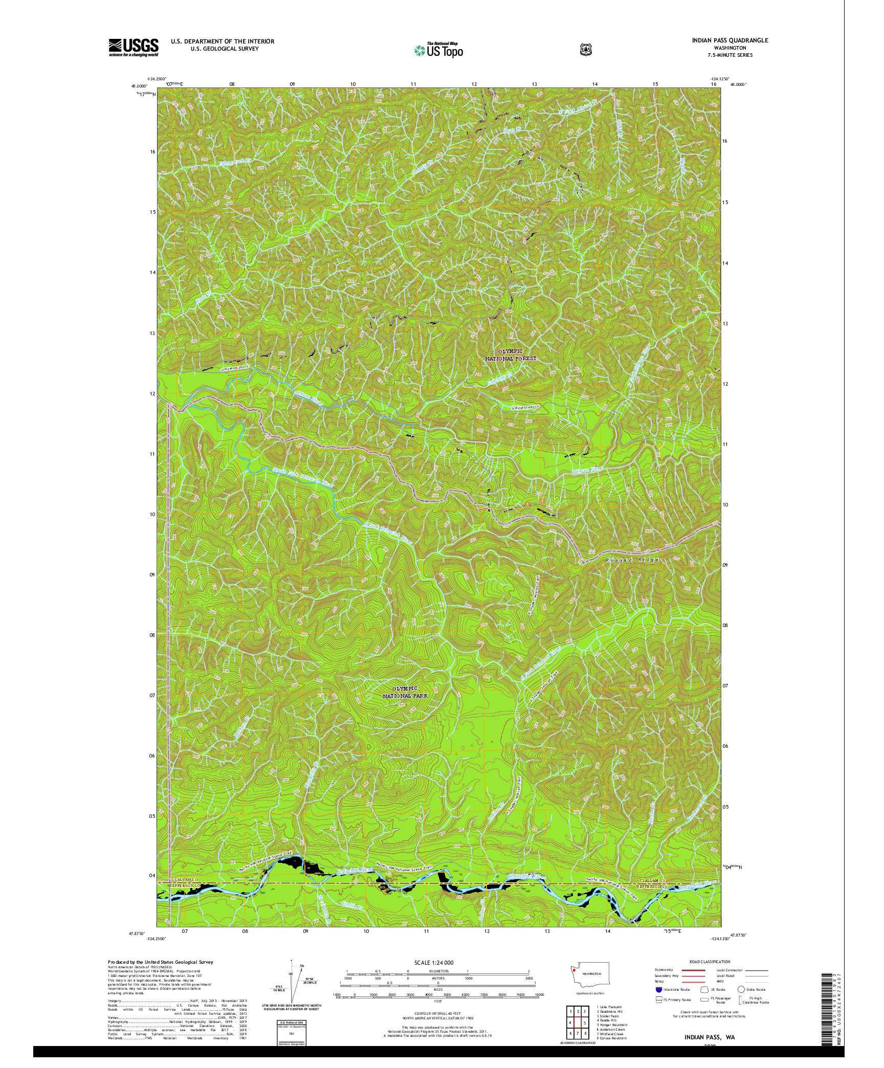 USGS US TOPO 7.5-MINUTE MAP FOR INDIAN PASS, WA 2020