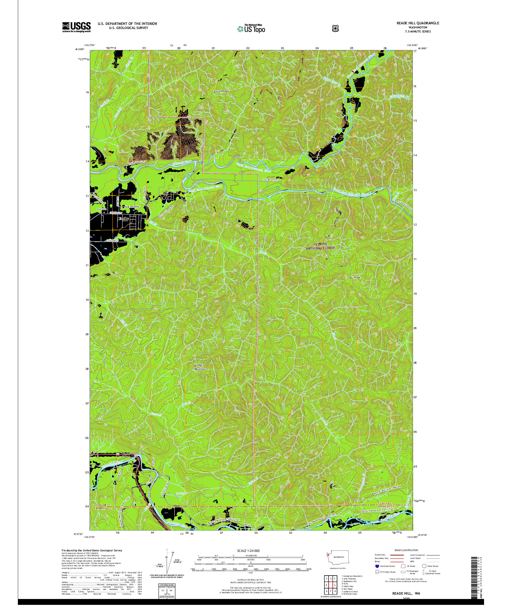 USGS US TOPO 7.5-MINUTE MAP FOR READE HILL, WA 2020