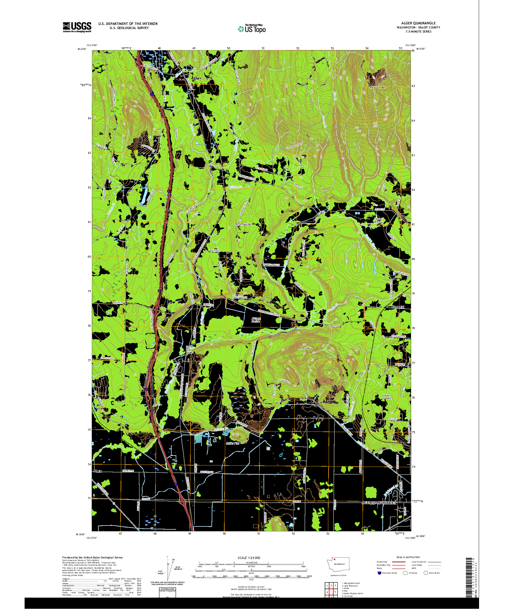 USGS US TOPO 7.5-MINUTE MAP FOR ALGER, WA 2020