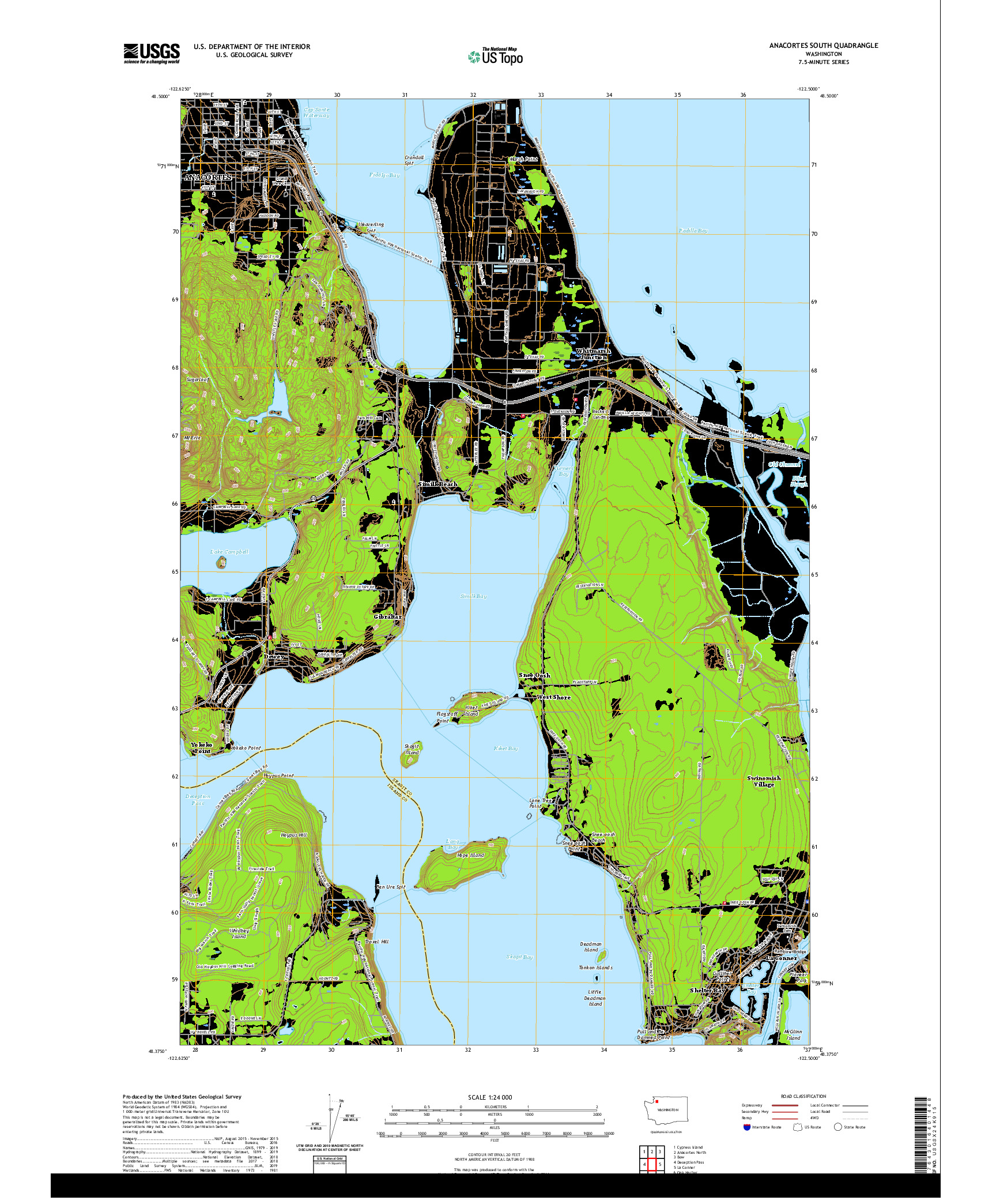 USGS US TOPO 7.5-MINUTE MAP FOR ANACORTES SOUTH, WA 2020