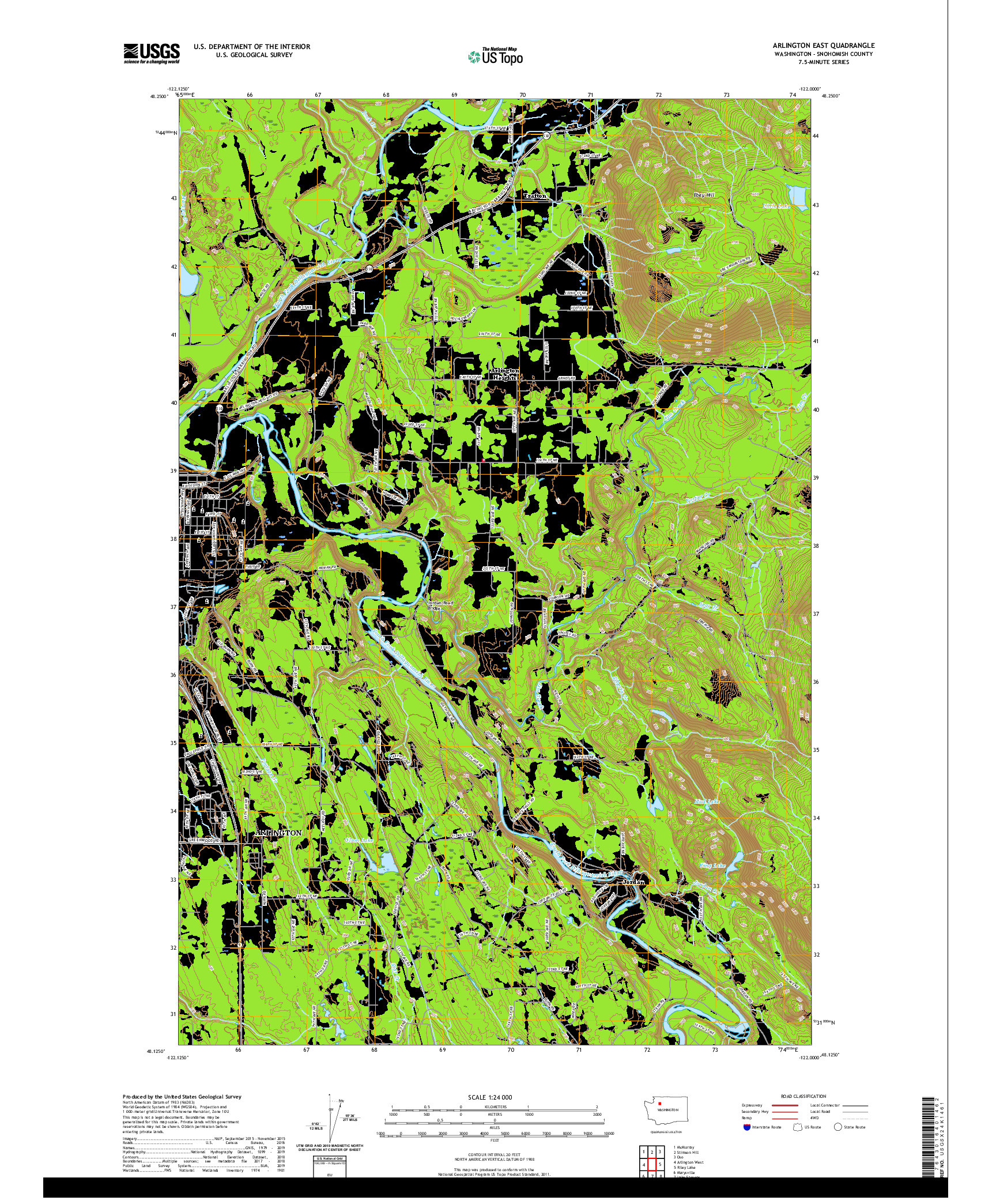 USGS US TOPO 7.5-MINUTE MAP FOR ARLINGTON EAST, WA 2020