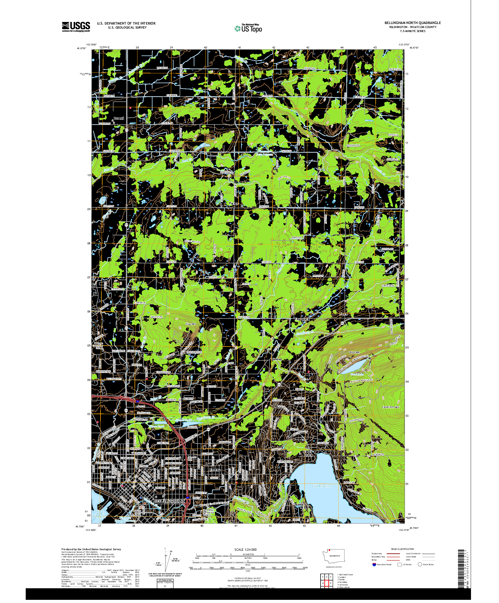 USGS US TOPO 7.5-MINUTE MAP FOR BELLINGHAM NORTH, WA 2020