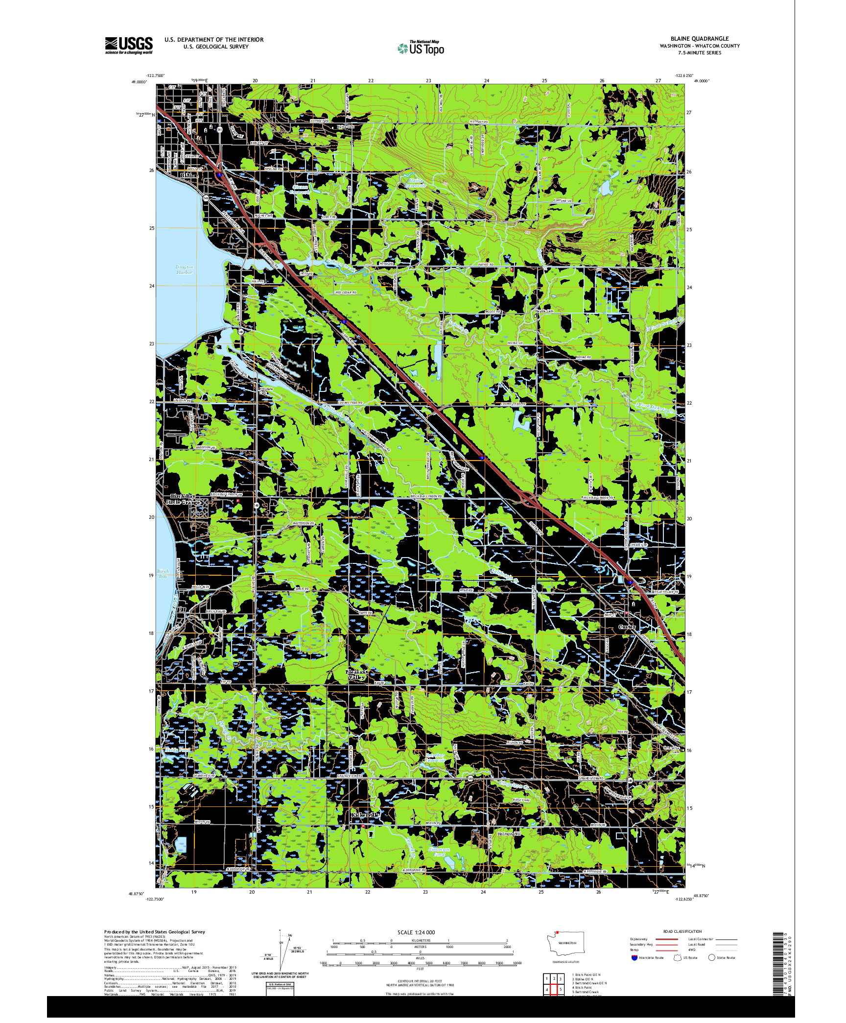 USGS US TOPO 7.5-MINUTE MAP FOR BLAINE, WA,BC 2020