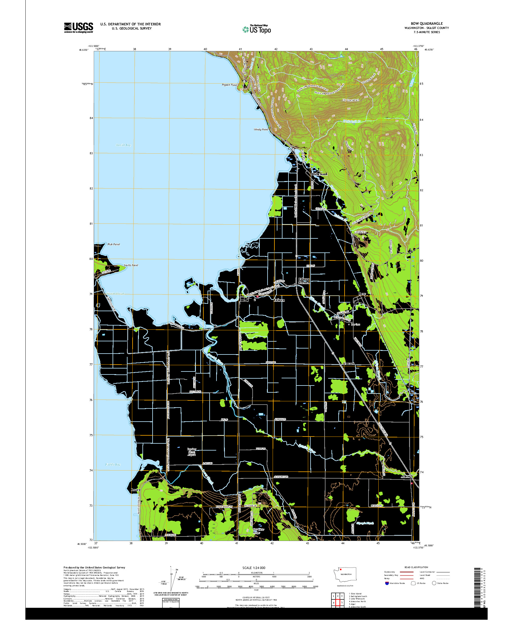 USGS US TOPO 7.5-MINUTE MAP FOR BOW, WA 2020