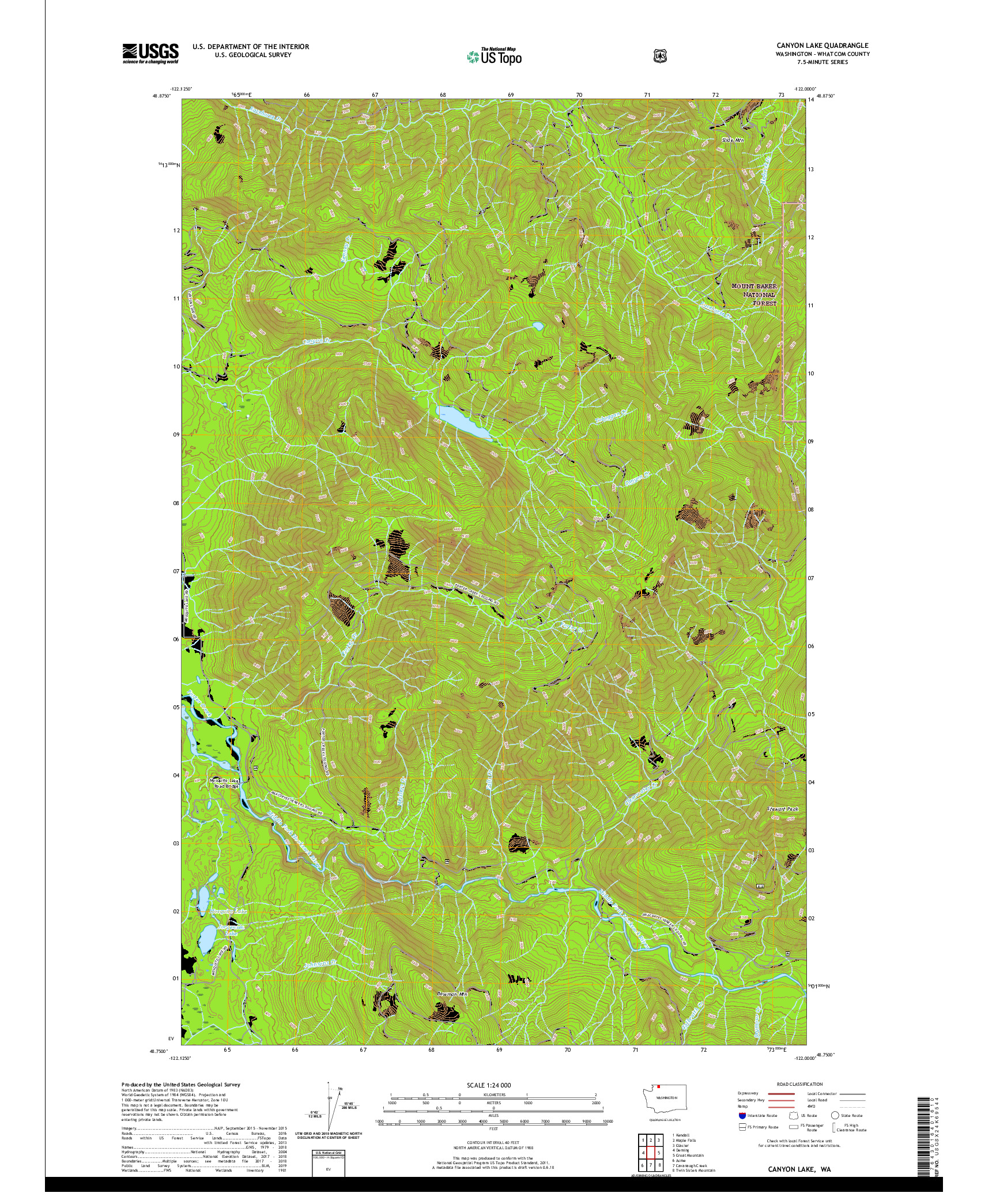 USGS US TOPO 7.5-MINUTE MAP FOR CANYON LAKE, WA 2020