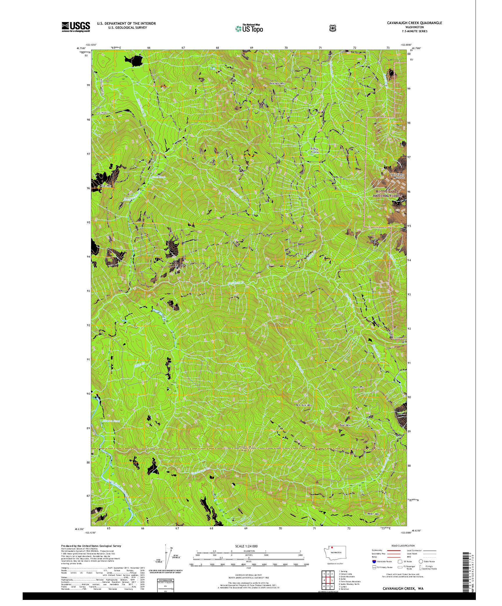 USGS US TOPO 7.5-MINUTE MAP FOR CAVANAUGH CREEK, WA 2020