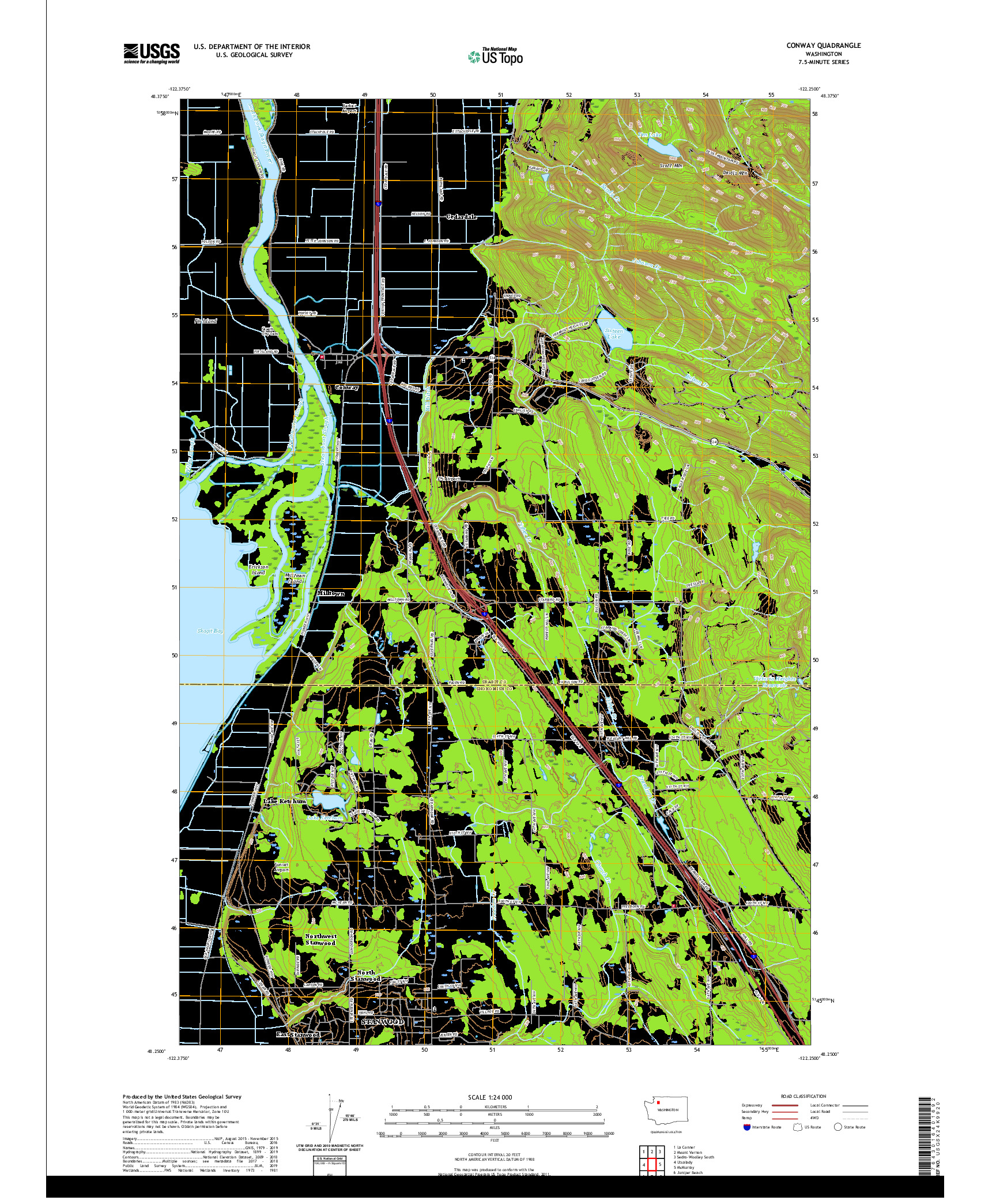USGS US TOPO 7.5-MINUTE MAP FOR CONWAY, WA 2020